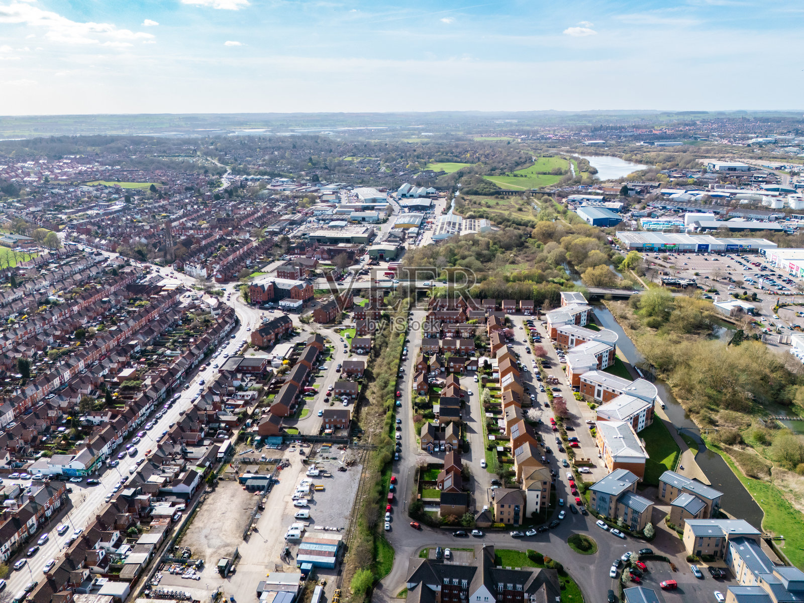 英国诺桑普顿市的鸟瞰图照片摄影图片