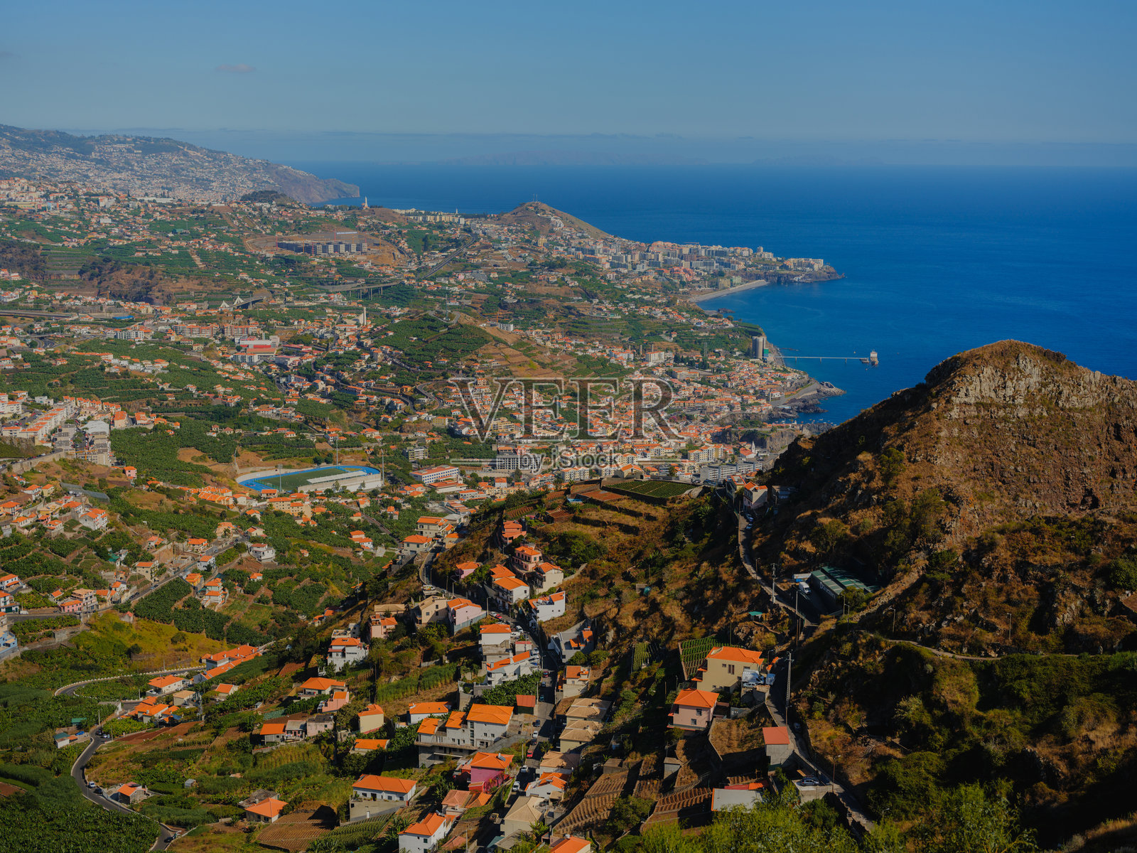 马德拉的丰沙尔高角度视图照片摄影图片