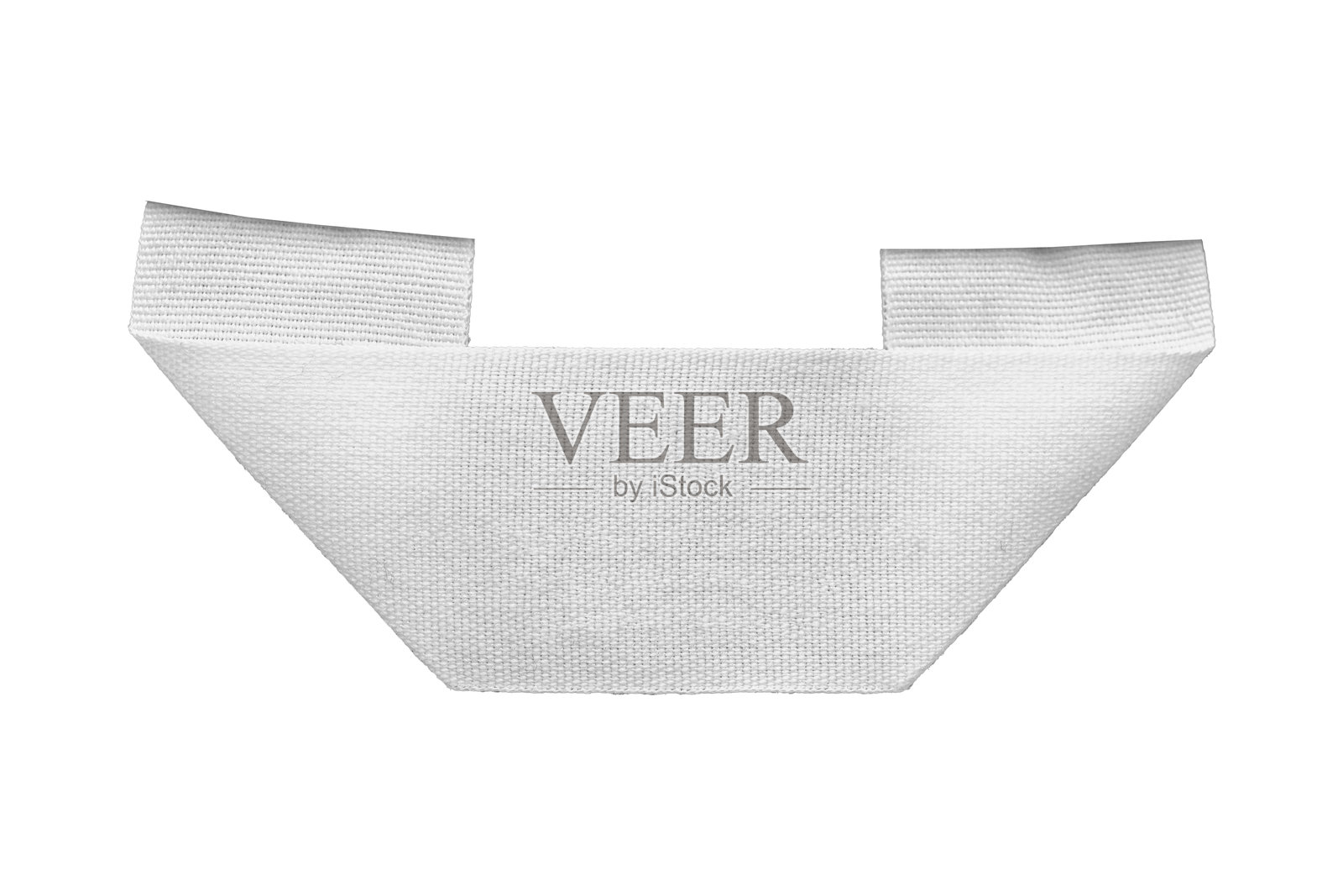 白色空白衣物标签贴纸，孤立在白色背景上照片摄影图片