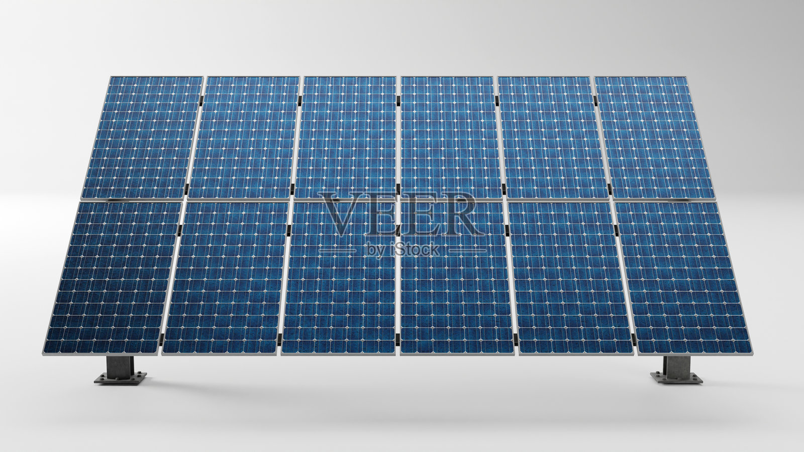 白色背景上的太阳能电池板。清洁能源的概念，3D渲染。照片摄影图片