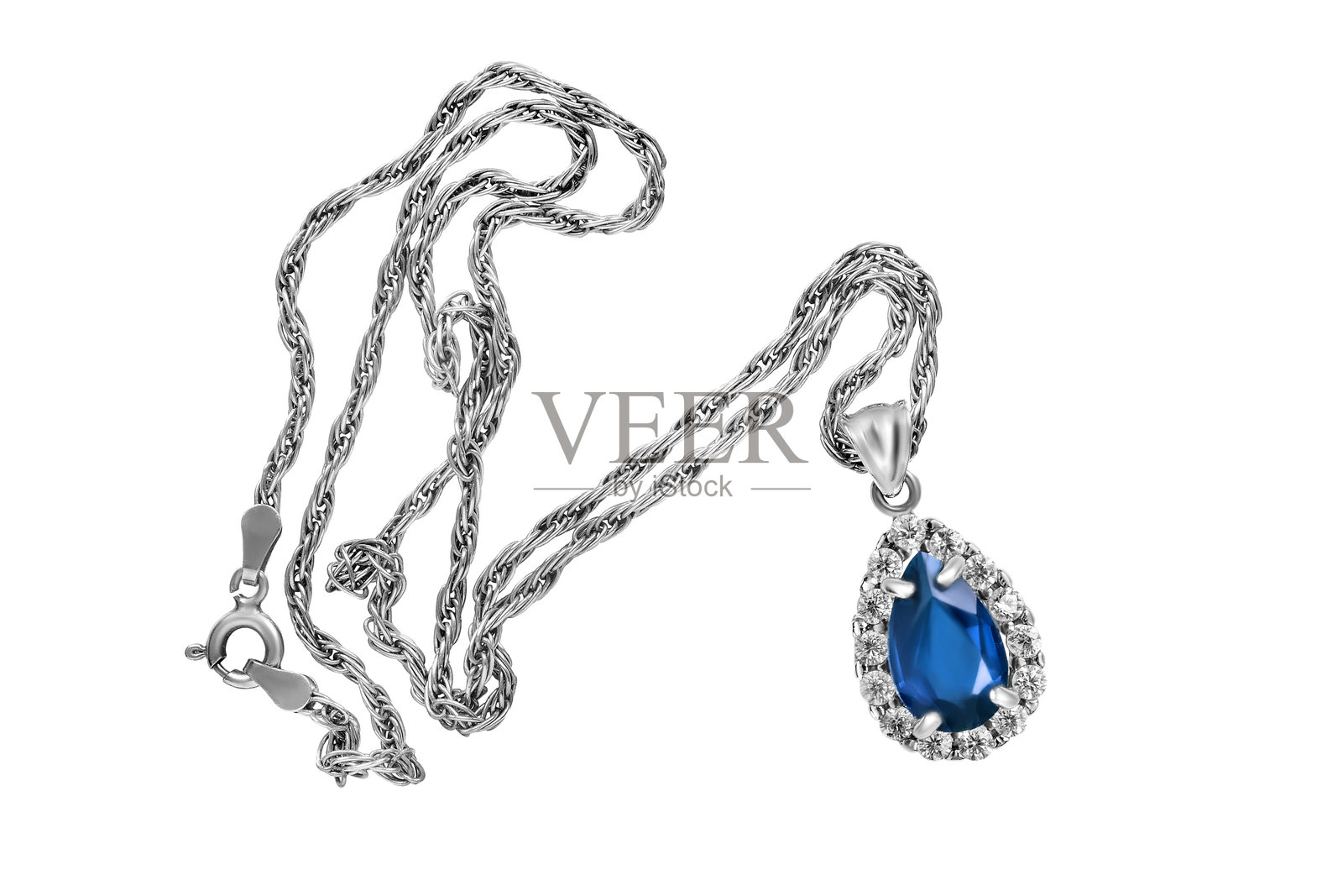 孤立的蓝宝石项链照片摄影图片