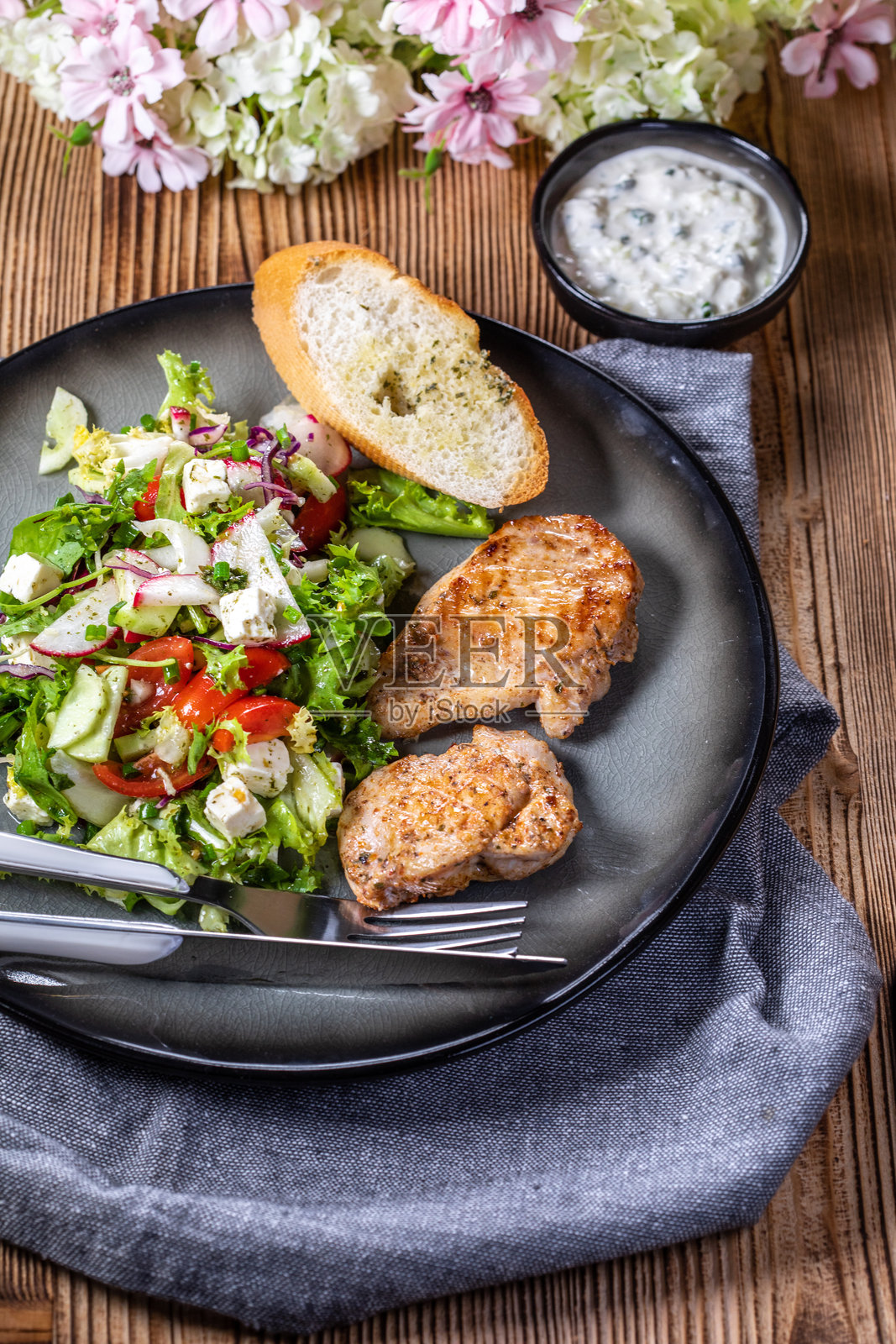 健康午餐菜单。照片摄影图片