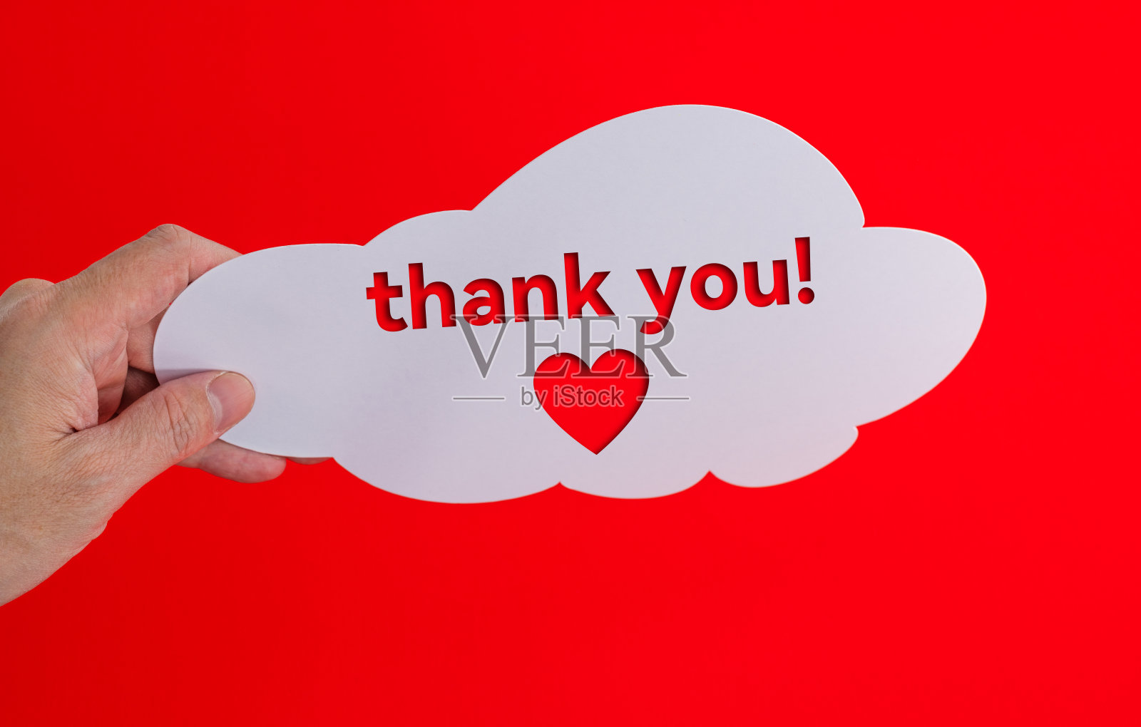 带有感谢和心形的对话框照片摄影图片