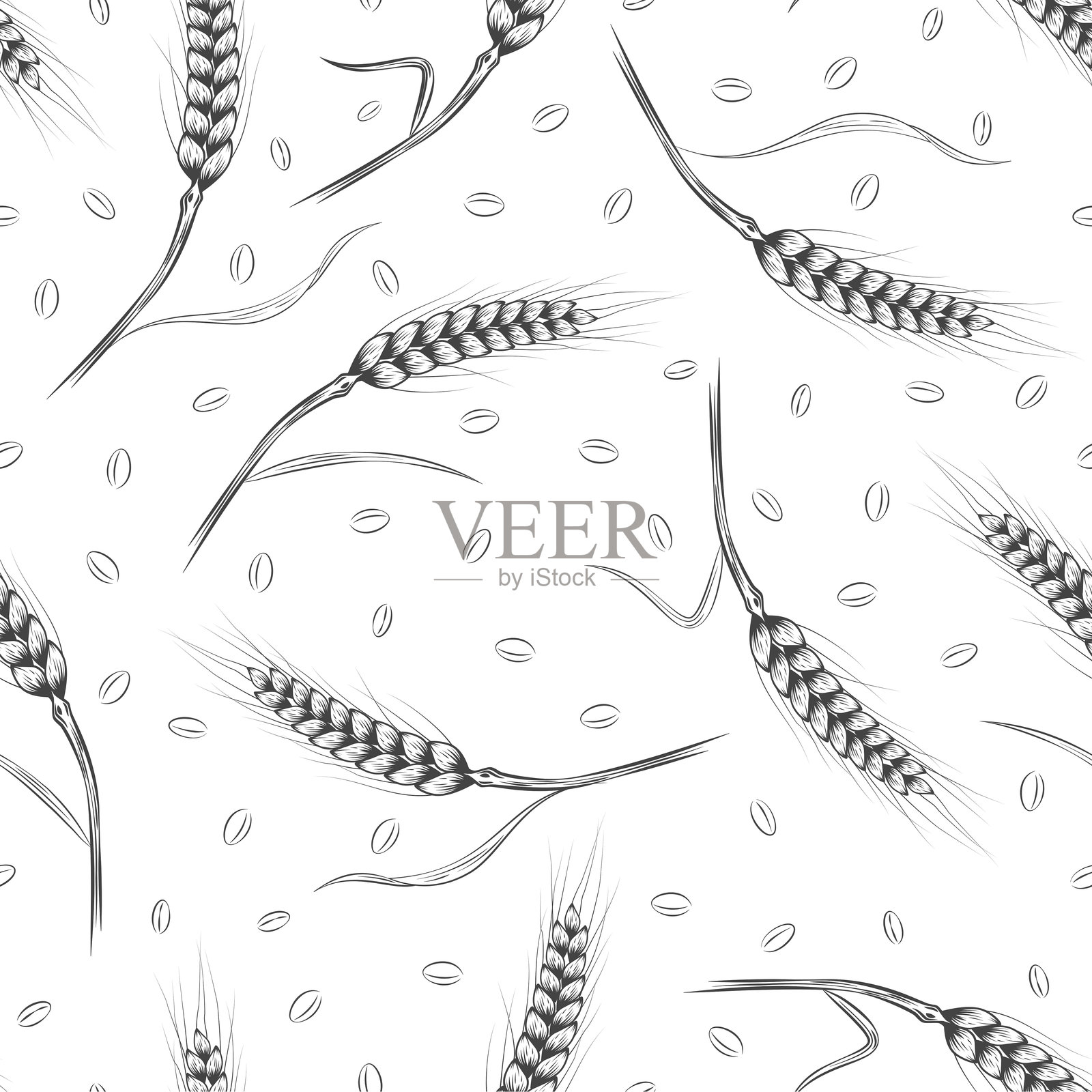 小麦无缝图案插画图片素材