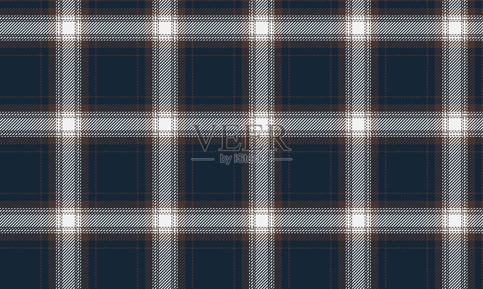无缝格子图案，蓝色、棕色、白色，适合设计裤子和裙子，简单但独特的感觉，矢量插图。插画图片素材