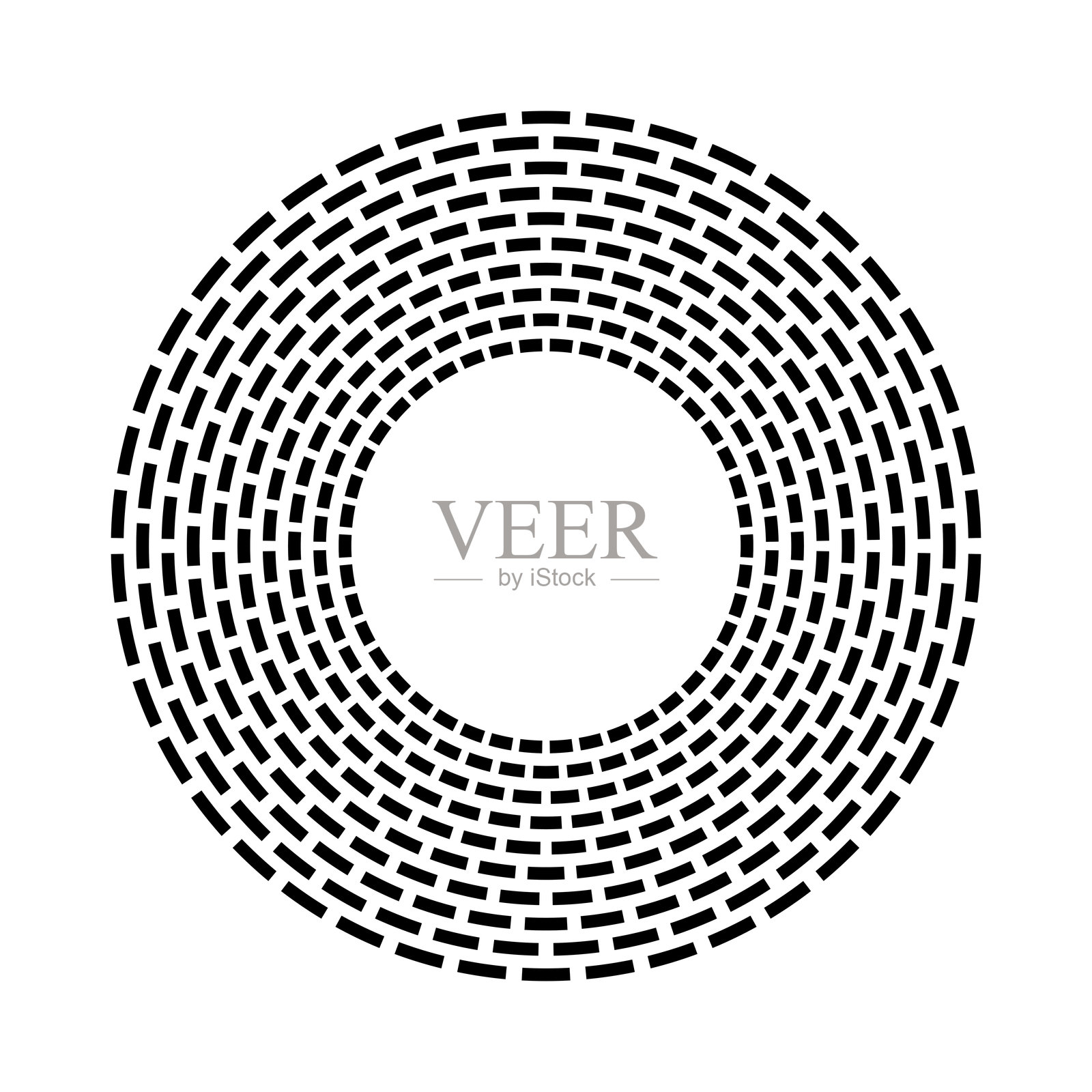 同心圆辐射几何圆形虚线图案。插画图片素材