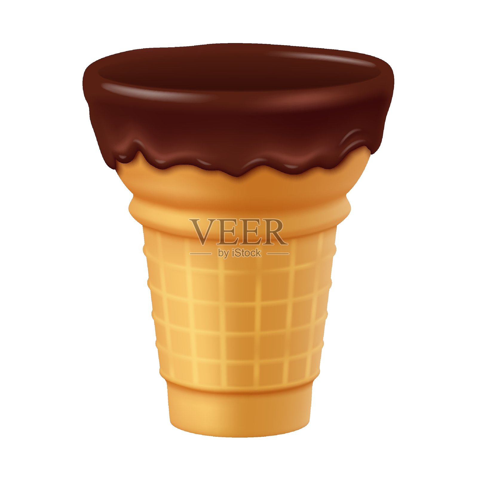 巧克力浇头的冰淇淋蛋筒插图插画图片素材