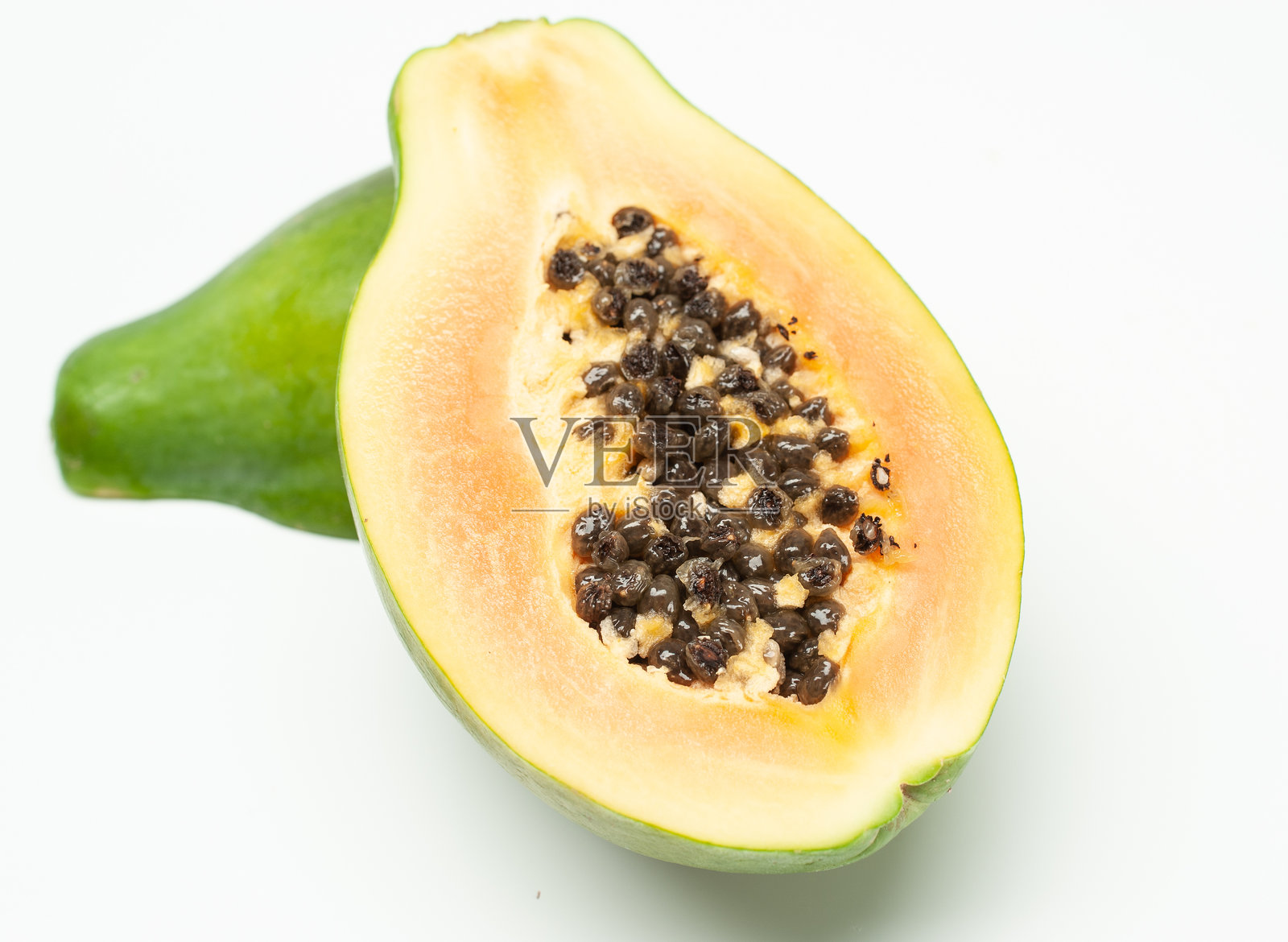 白色背景上的木瓜照片摄影图片