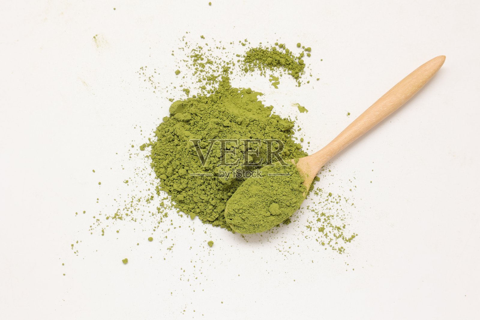 绿茶粉和绿茶的俯视图照片摄影图片