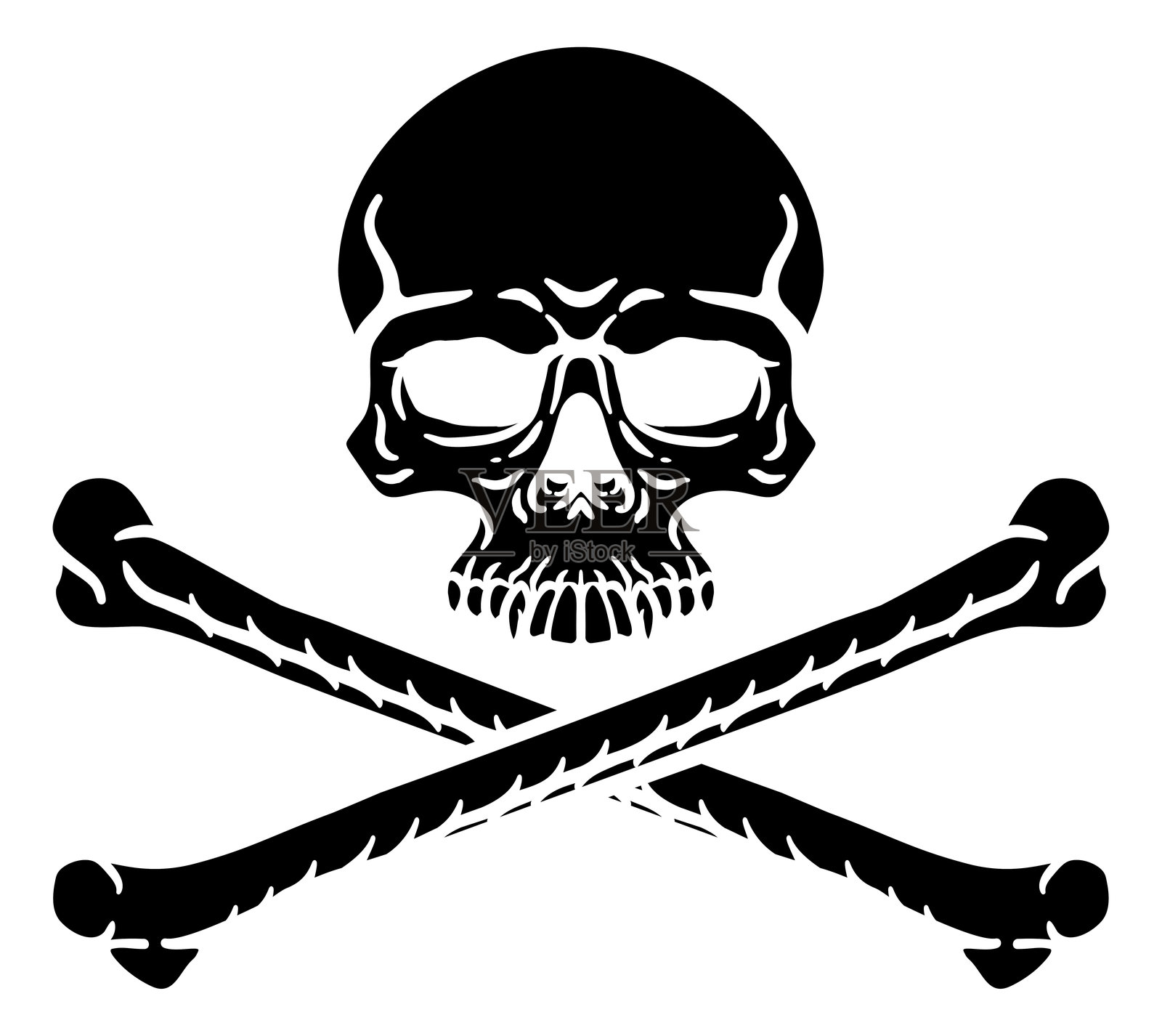 骷髅与交叉骨的海盗死神卡通形象插画图片素材