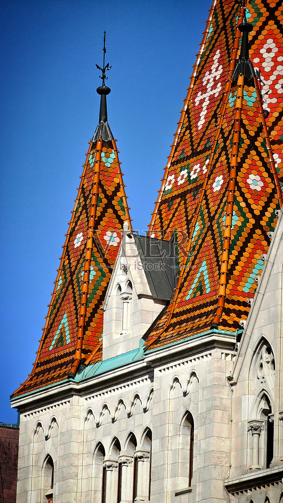 布达佩斯渔人堡的哥特式马提亚斯教堂照片摄影图片