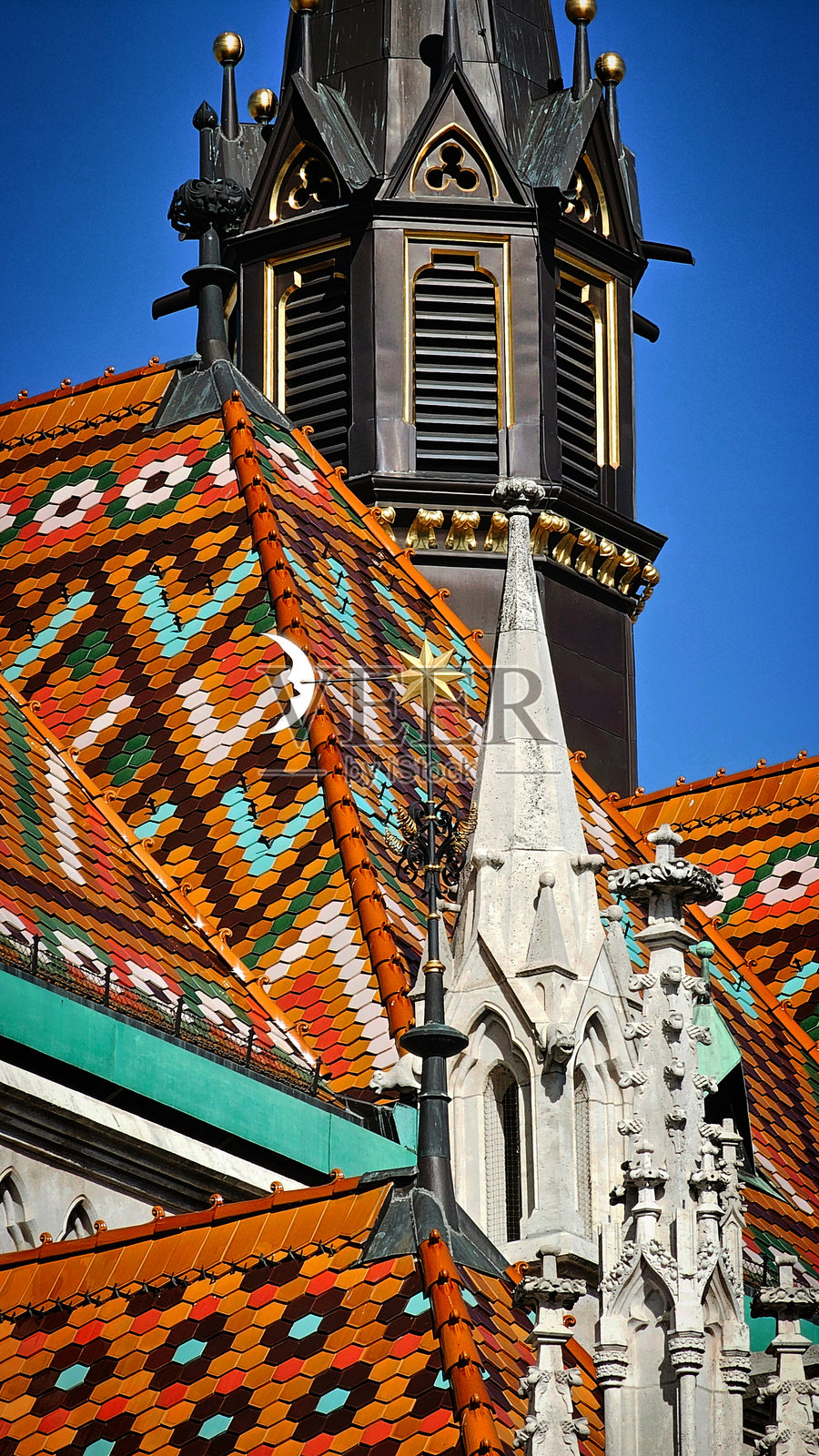 布达佩斯渔人堡的哥特式马提亚斯教堂照片摄影图片