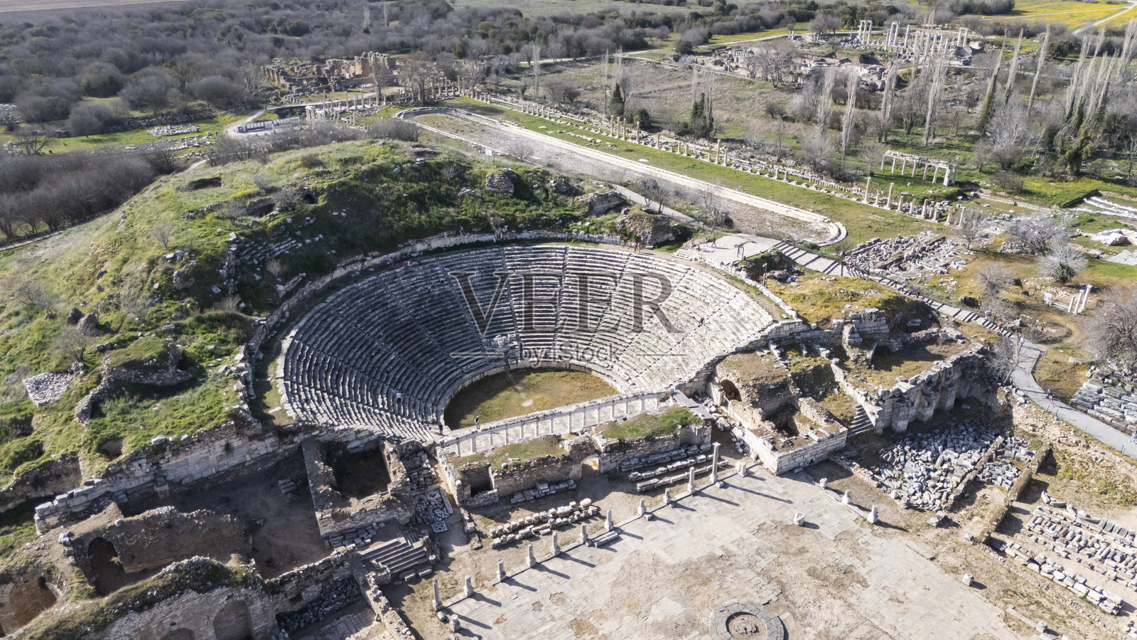 土耳其艾登的古城阿佛洛狄西亚的航拍视图照片摄影图片