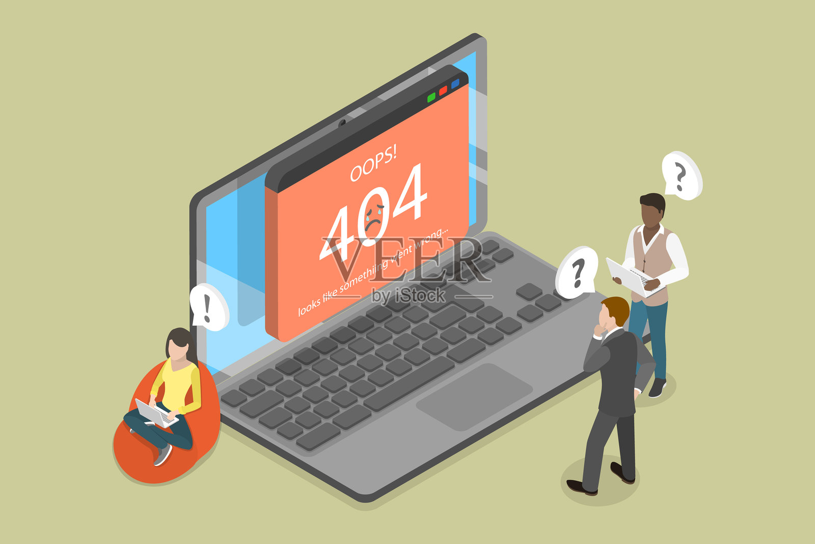 404错误页面的3D等距平面矢量插图插画图片素材