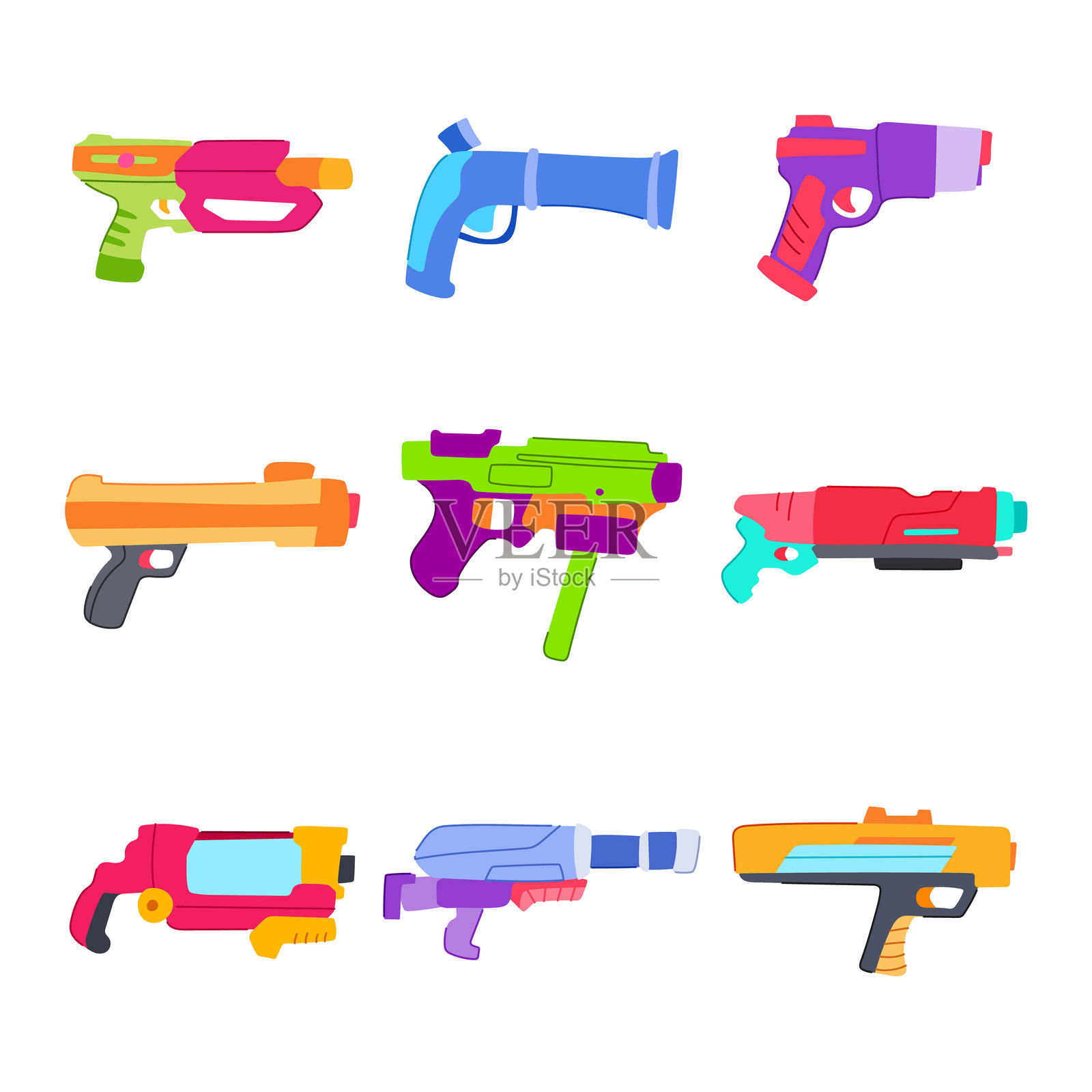 卡通向量插图的软弹枪玩具套装插画图片素材