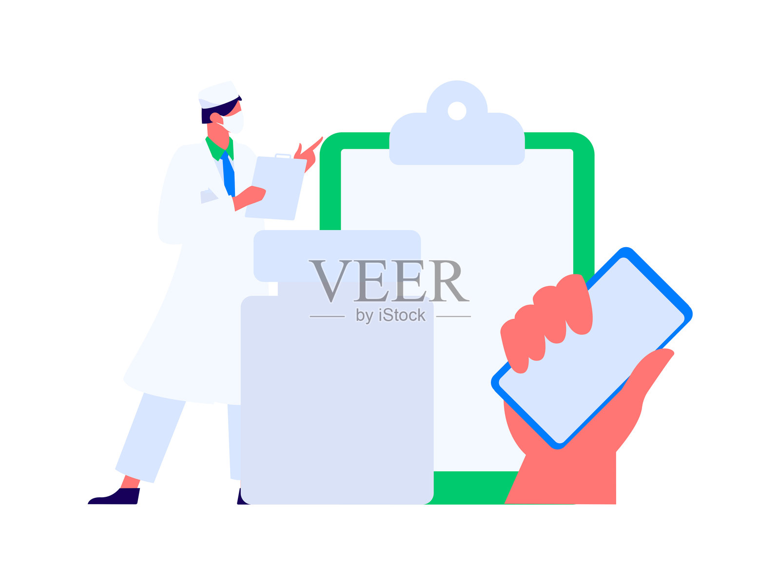 医务人员抗击疫情的扁平矢量概念手绘插图插画图片素材