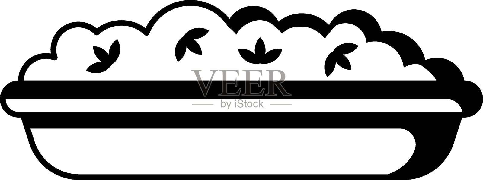 Kasknopfle平底锅，上面放有烤洋葱和细香葱的图标设计，德国美食符号，德国餐盘标志，欧洲美食文化插图，奶酪饺子概念插画图片素材