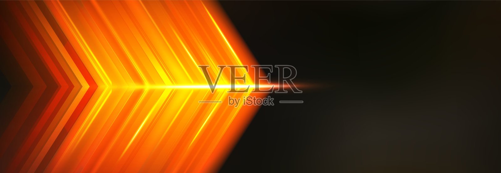 黑色背景上的霓虹黄色箭头插画图片素材