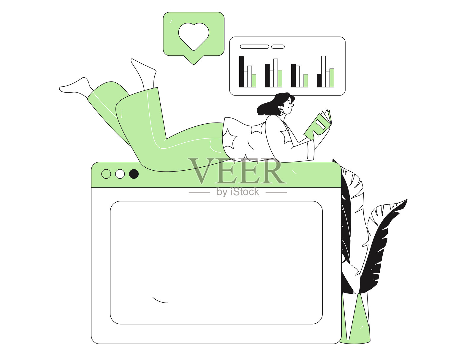 平面矢量插图展示商务人士在工作场景中操作插画图片素材