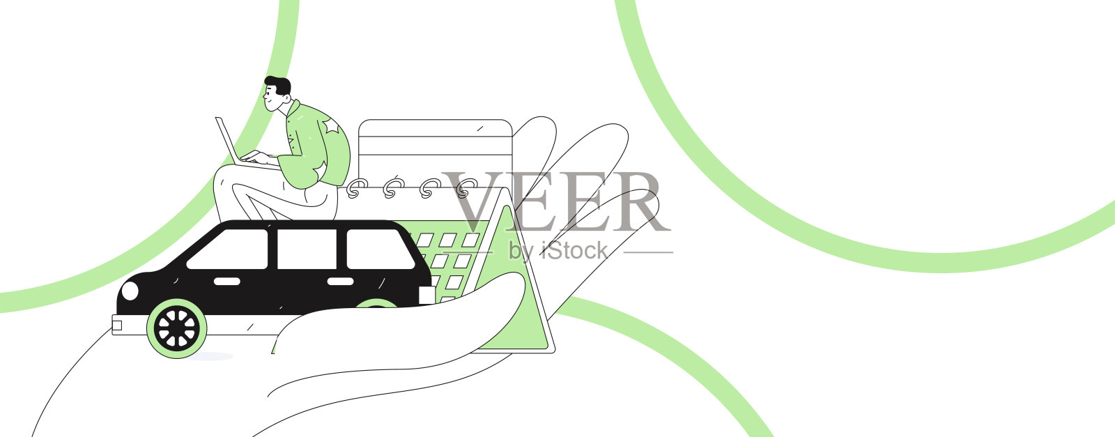 扁平矢量插图展示商务人士在工作场景中操作插画图片素材