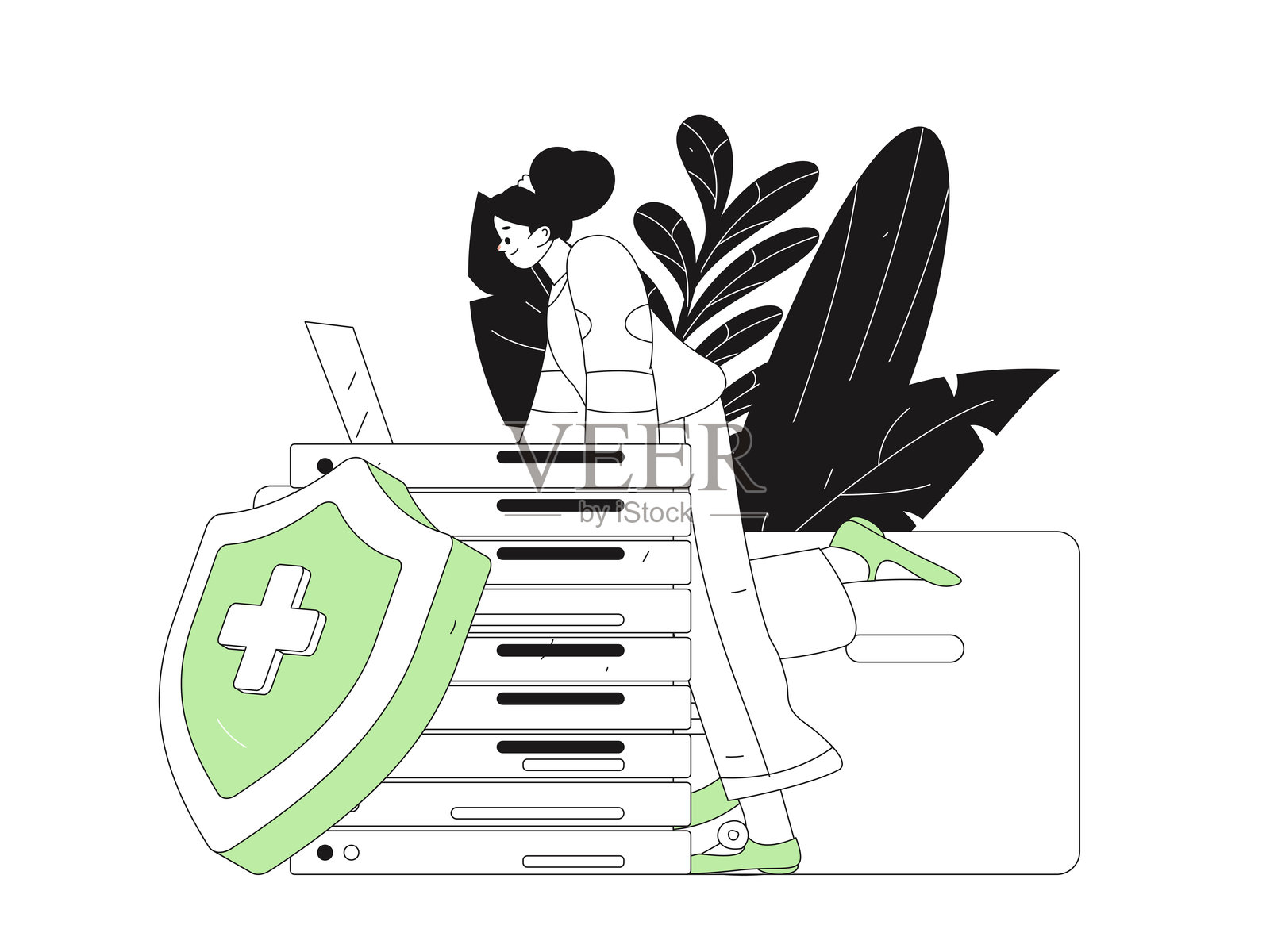 商业网络安全角色扁平矢量概念操作手绘插图插画图片素材