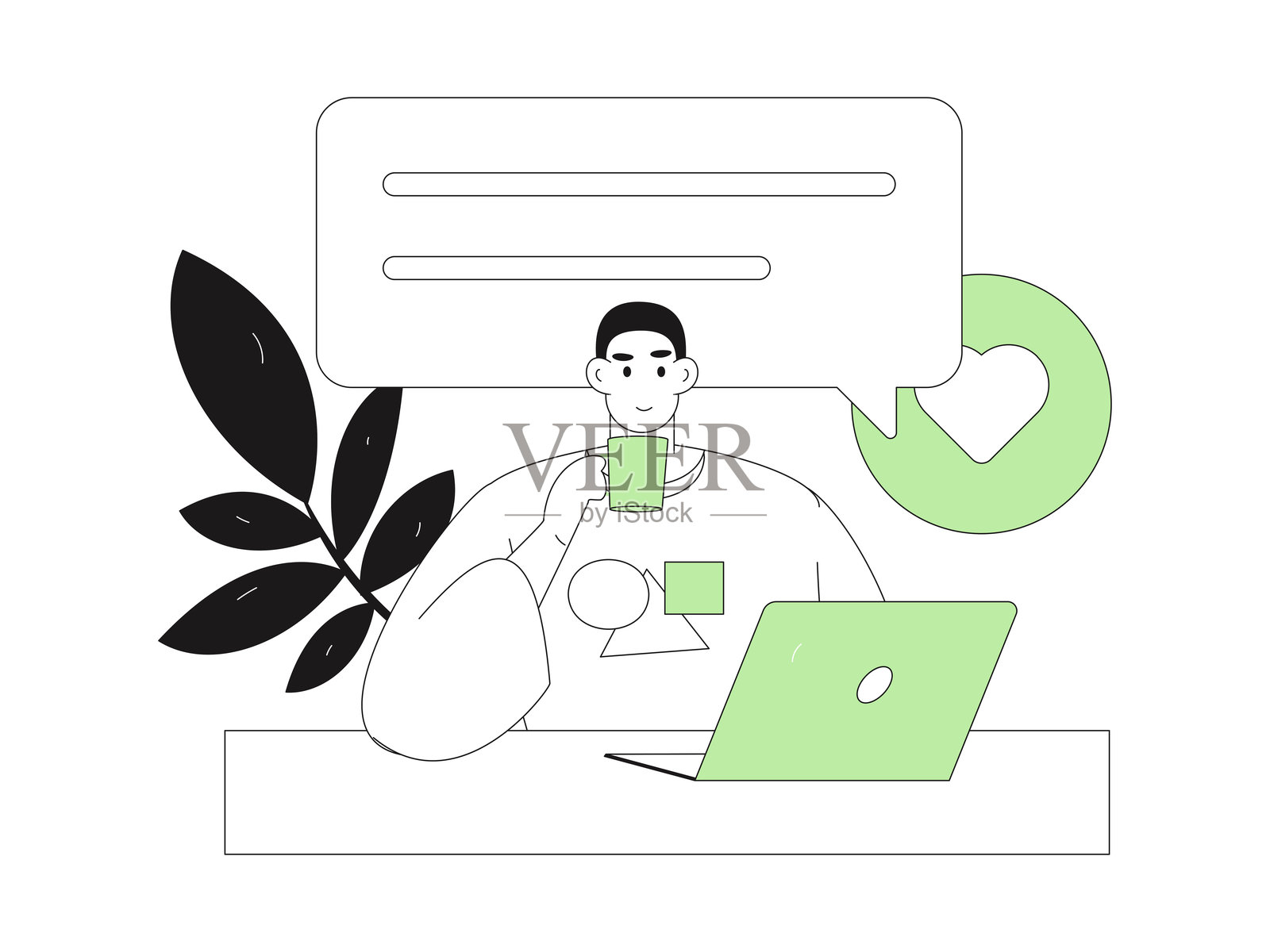 扁平矢量插图展示商务人士在工作场景中操作插画图片素材