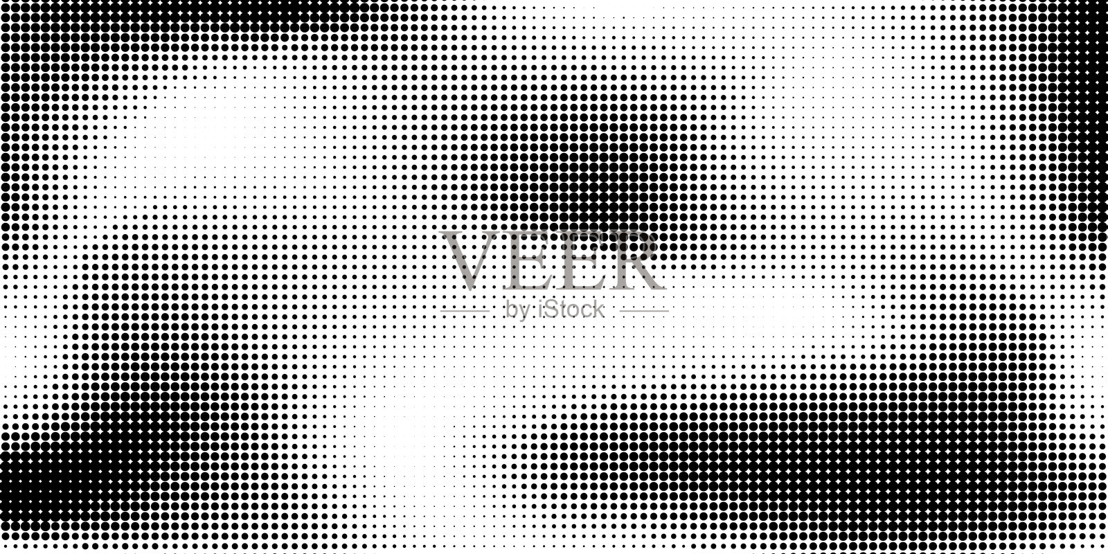 黑白半色调波浪背景。流动的半色调像素化背景。颗粒点纹理。海报、封面、演示文稿的半色调点叠加。插画图片素材