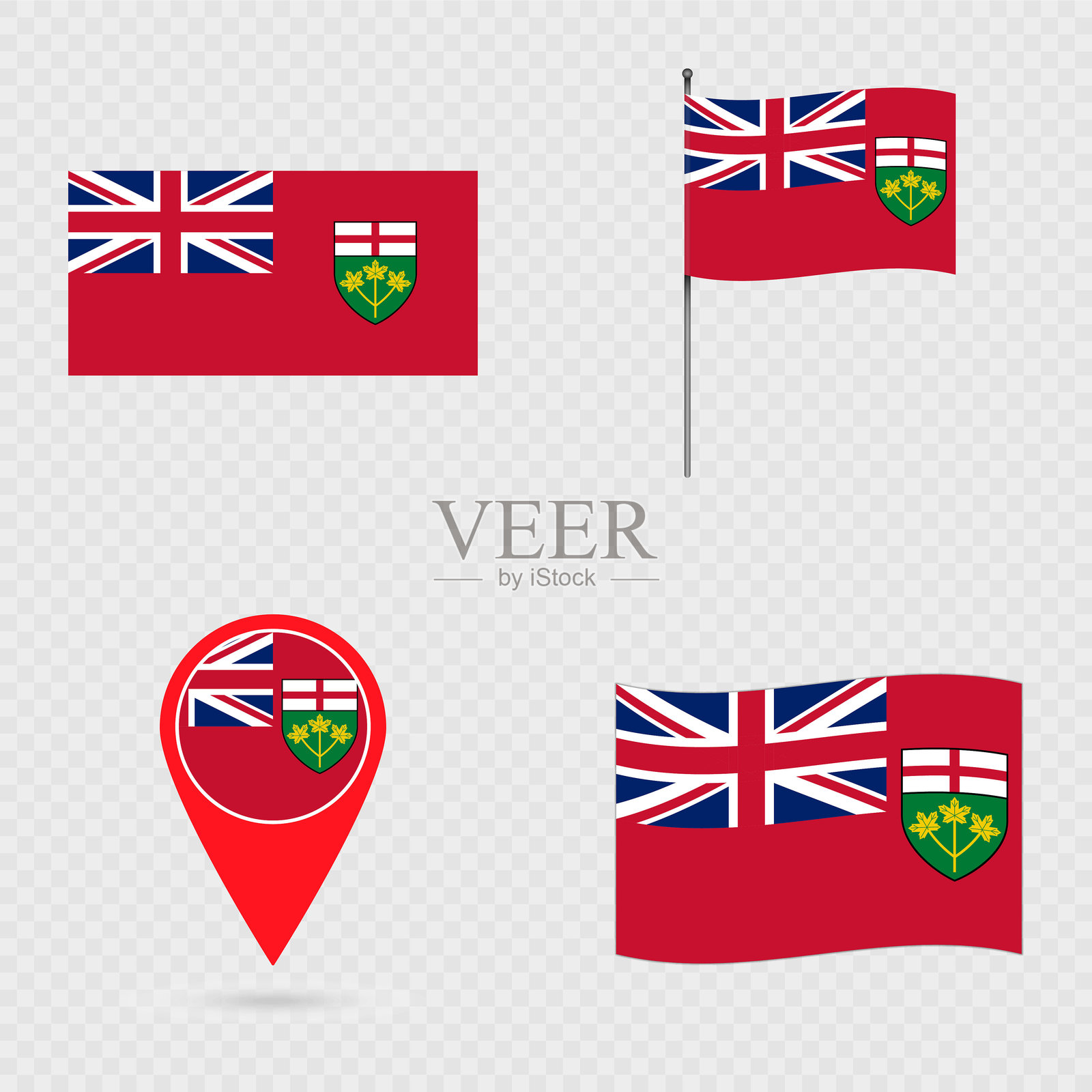 安大略省旗帜套装，加拿大省份。插画图片素材