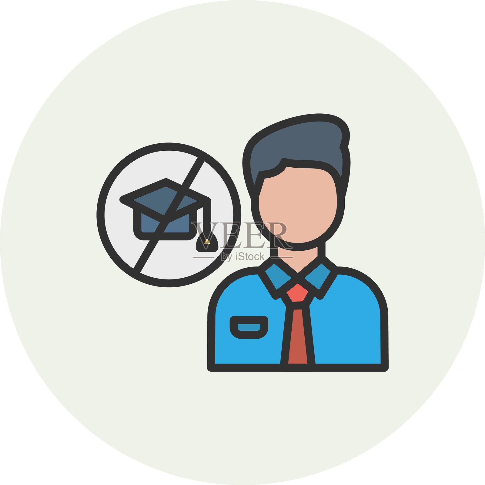 无教育线填充圆圈插画图片素材