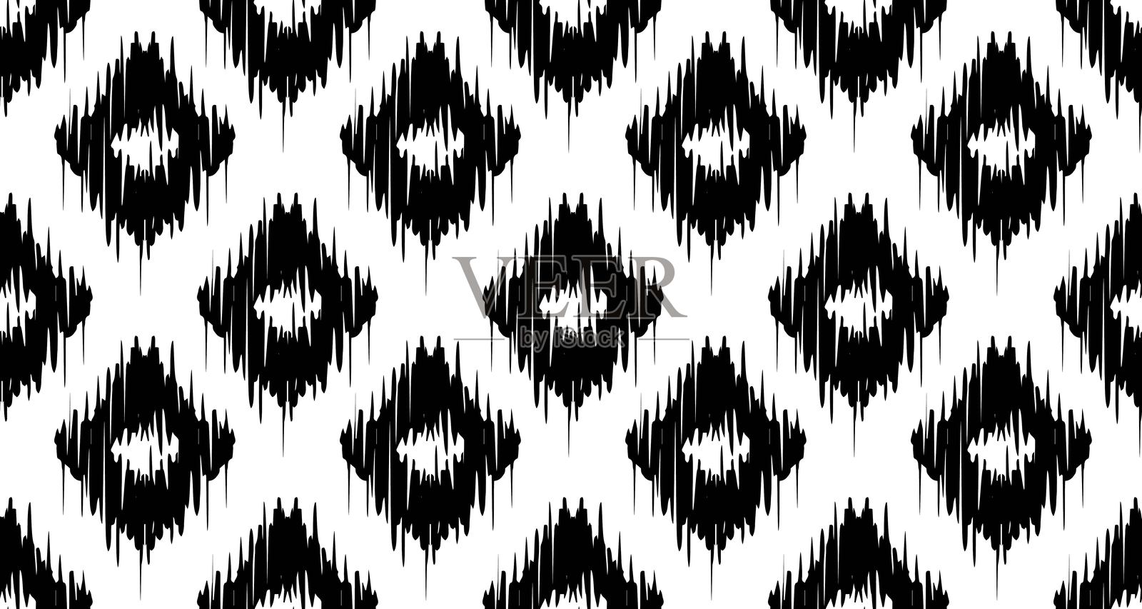 民族抽象伊卡特艺术。无缝菱形图案插画图片素材