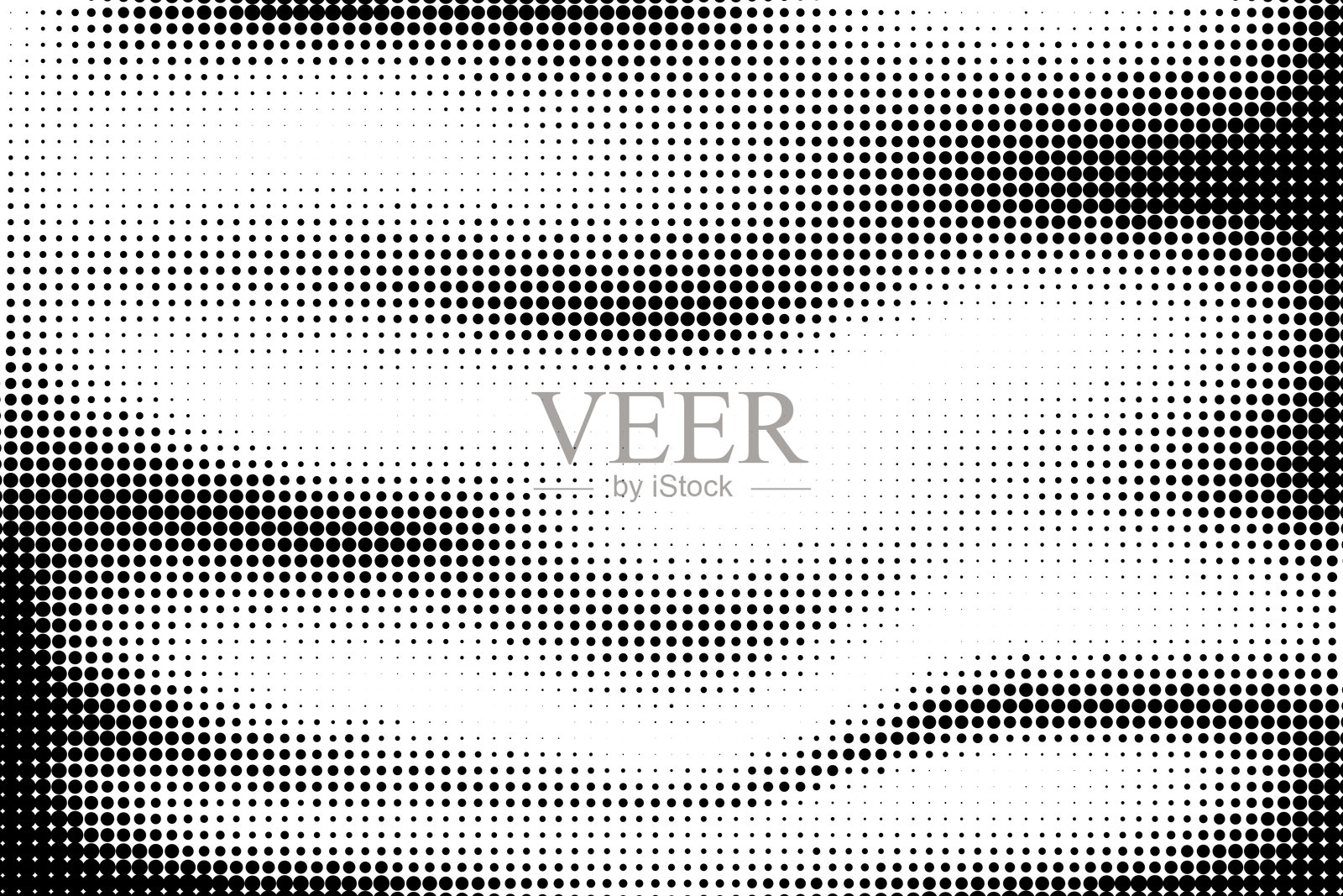 流动波浪半色调横向背景。黑白流体半色调像素化背景。颗粒点纹理。半色调点叠加用于海报、封面、演示文稿。插画图片素材