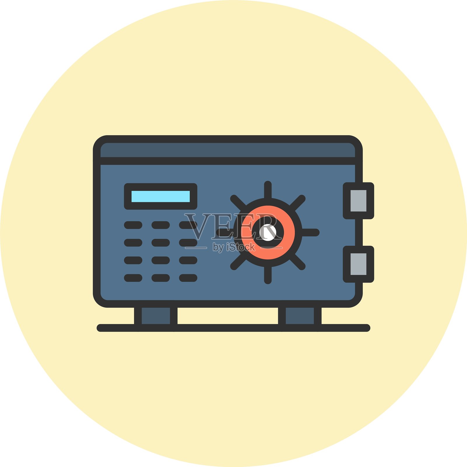 保险箱线条填充圆形插画图片素材