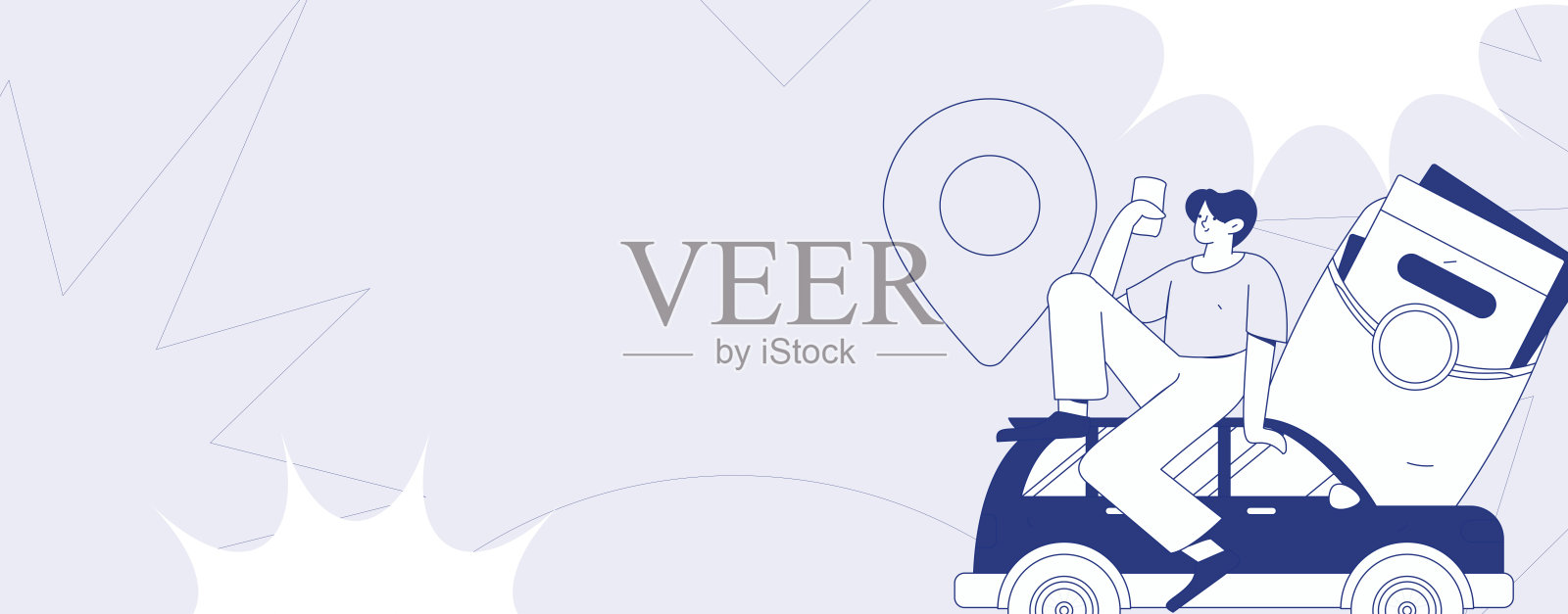 扁平矢量概念手绘插图，描绘人们打出租车的场景插画图片素材