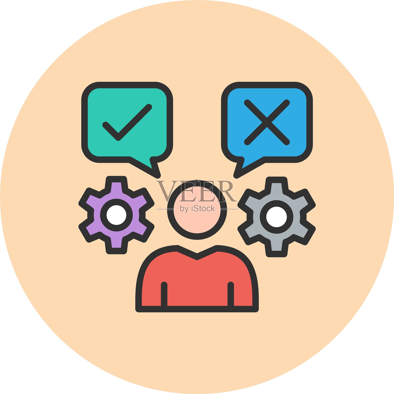 决策制定线填充圆圈插画图片素材