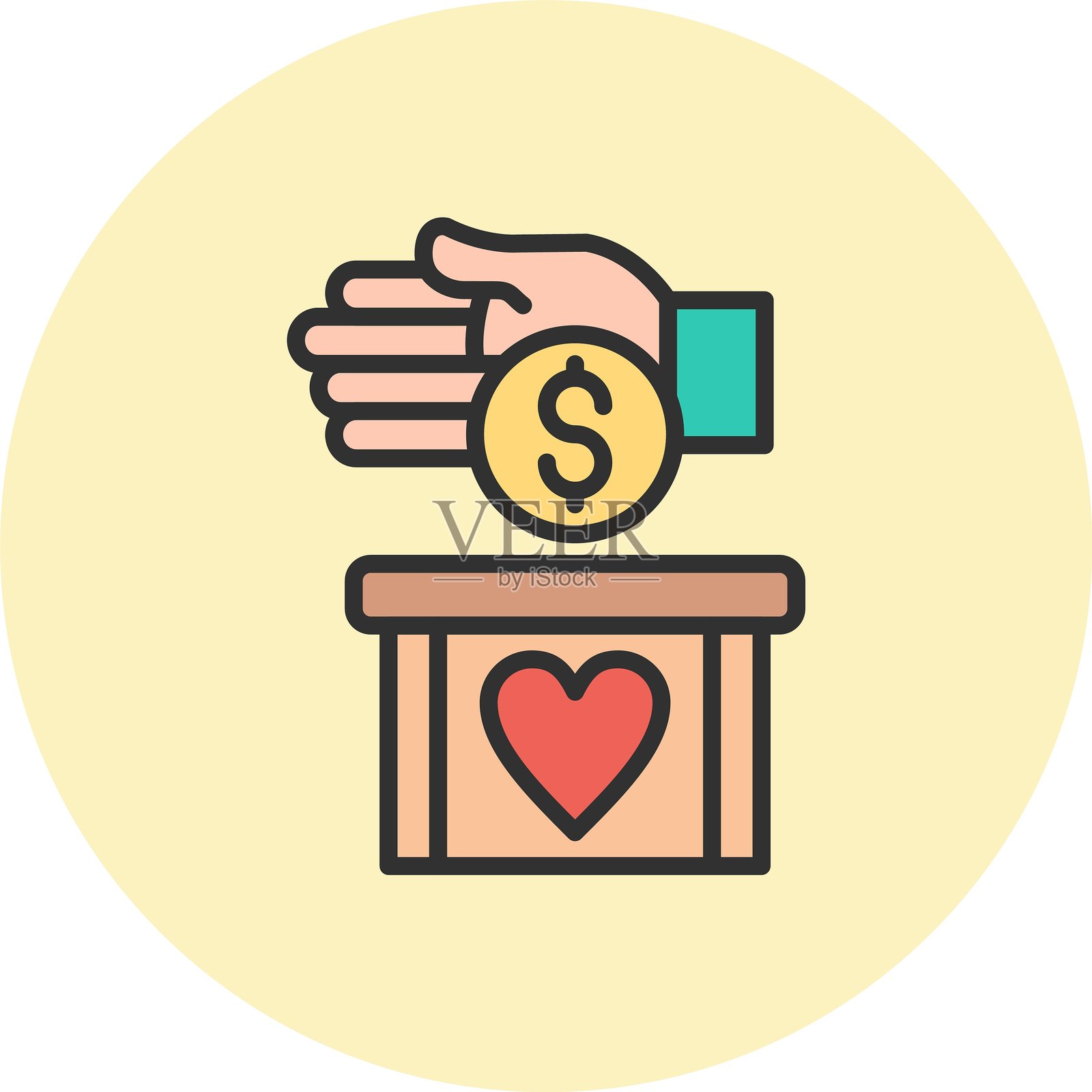 捐赠线填充圆圈插画图片素材