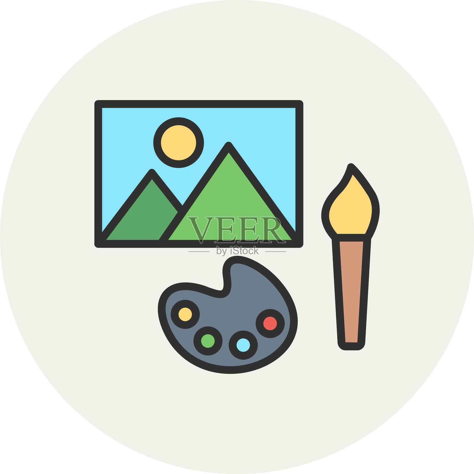 艺术线条填充圆圈插画图片素材