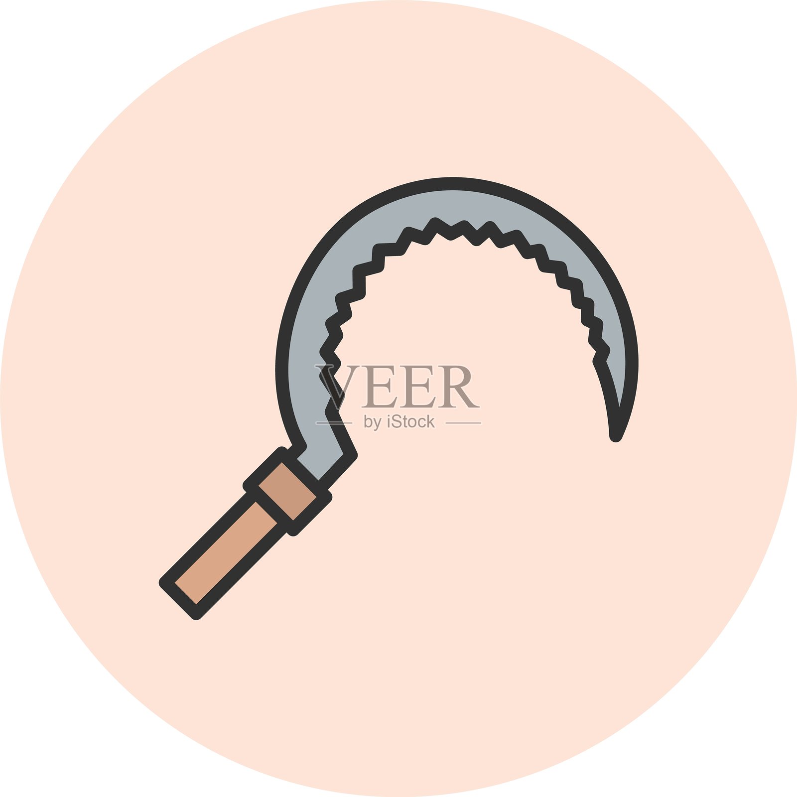 镰刀线填充圆圈插画图片素材