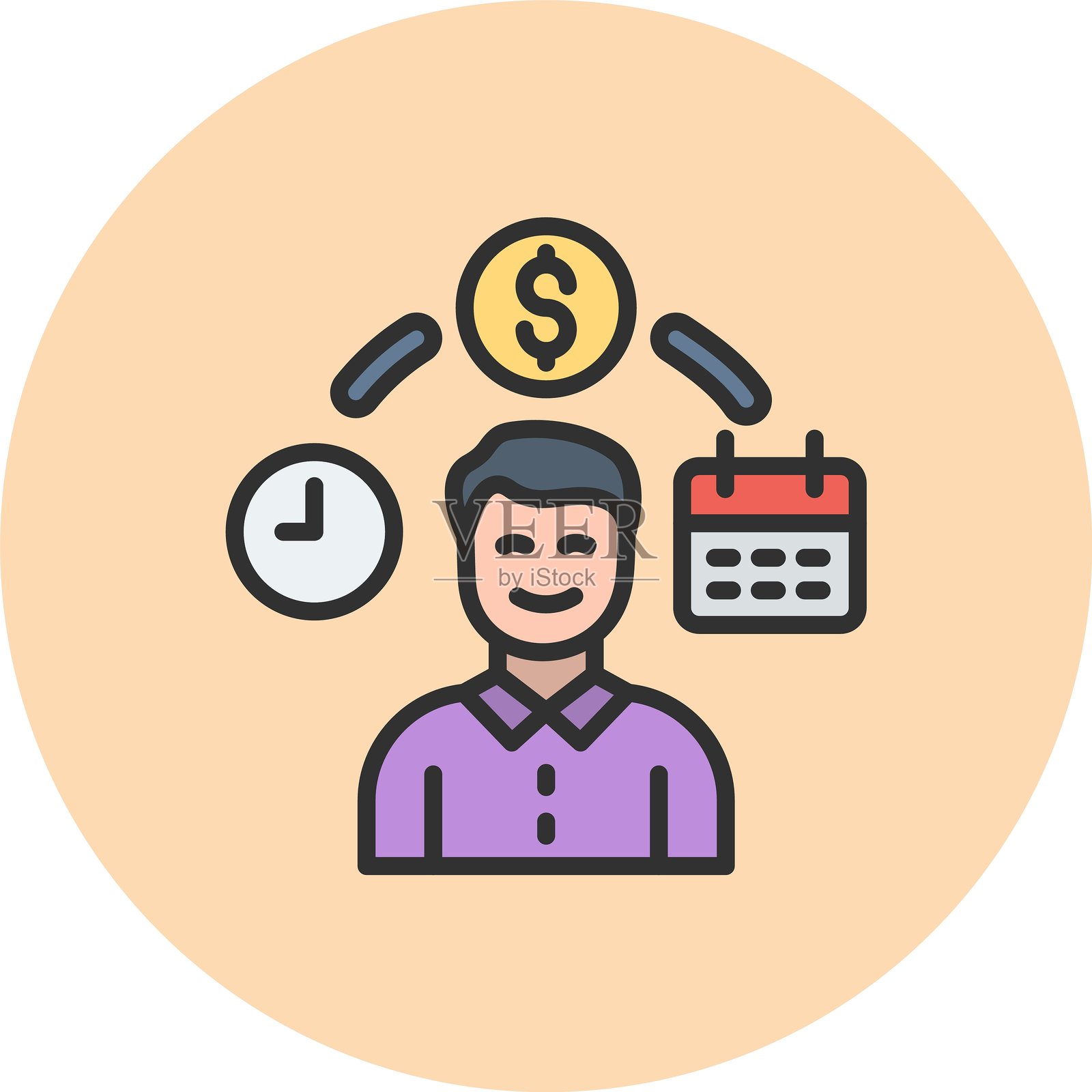 劳动力线填充圆圈插画图片素材