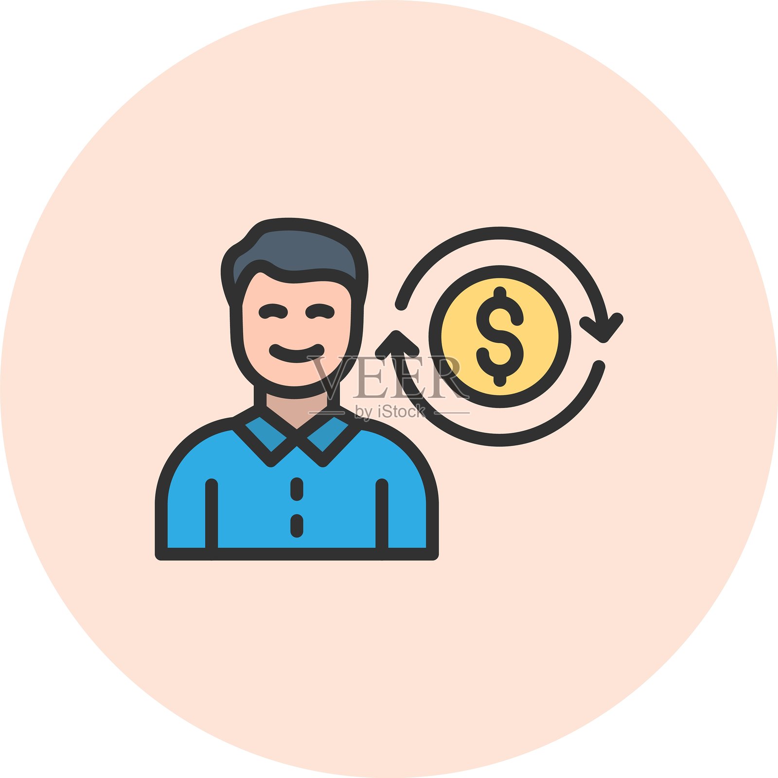 投资回报率线填充圆圈插画图片素材