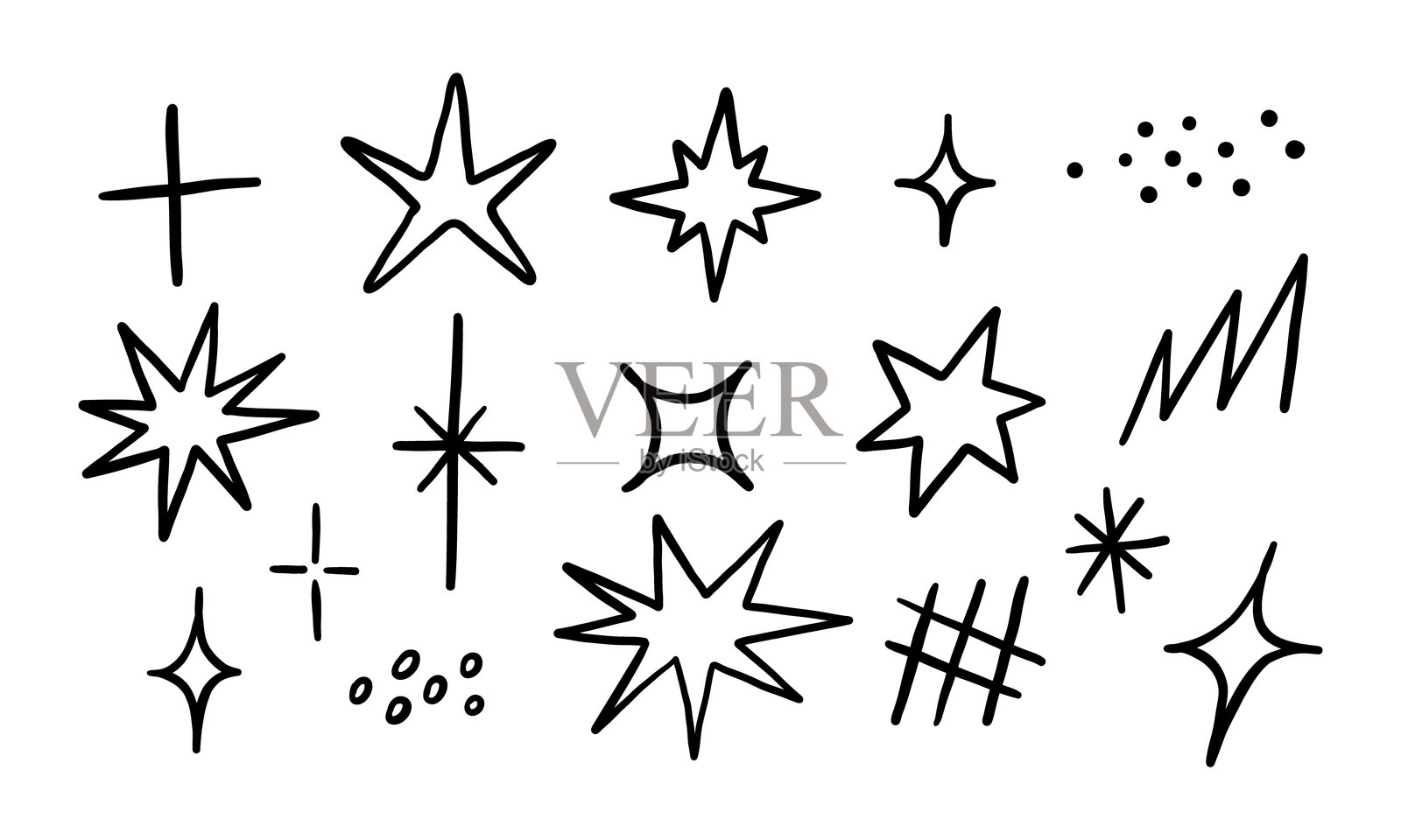 手绘独特的闪亮星星装饰插画图片素材