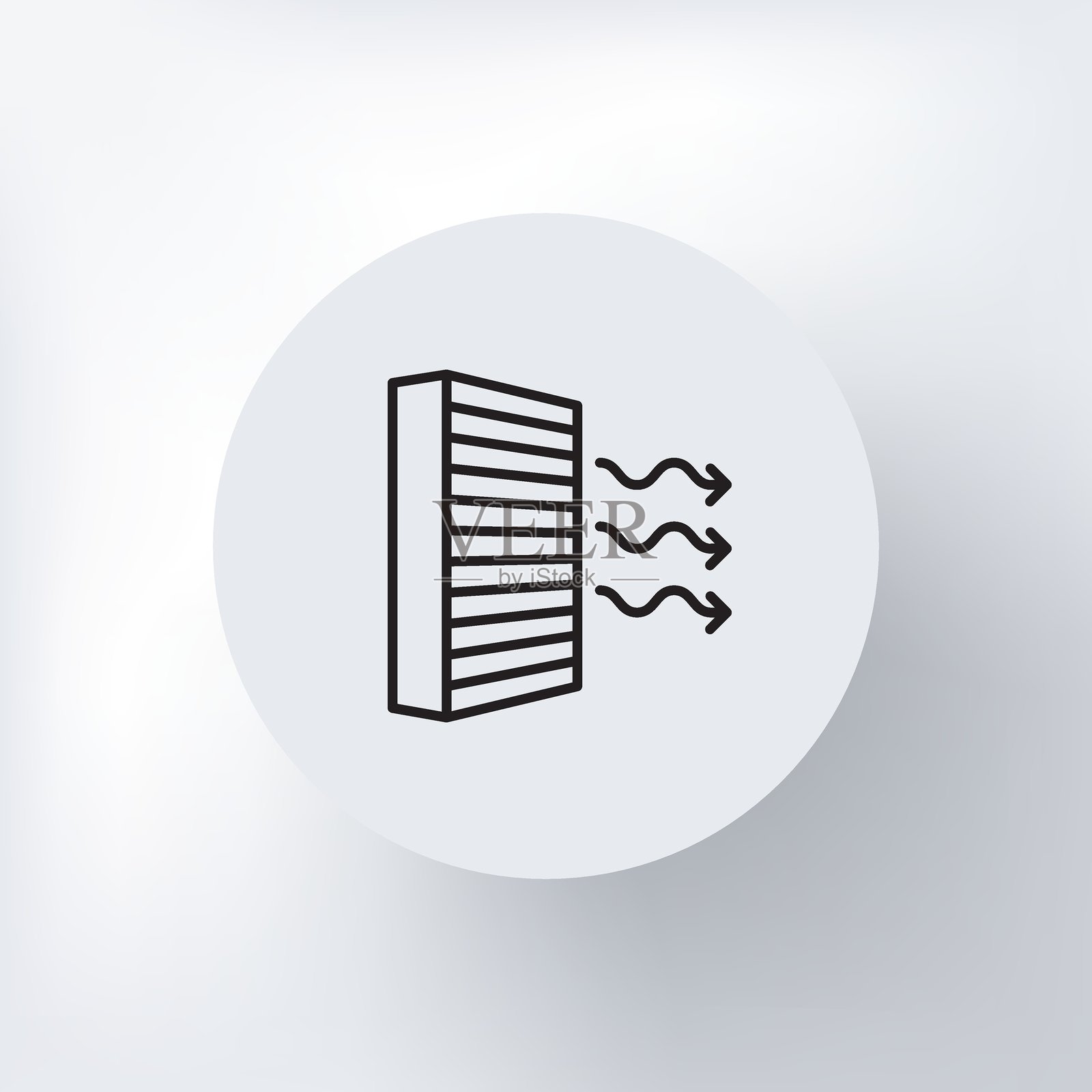 简约的汽车空气过滤器图标，位于浅灰色背景的圆圈中。插画图片素材