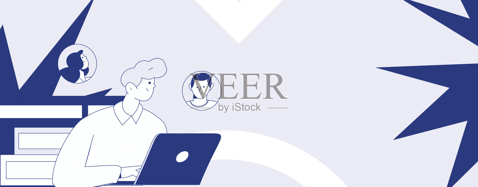 人员进行工作面试的扁平矢量概念手绘插图插画图片素材