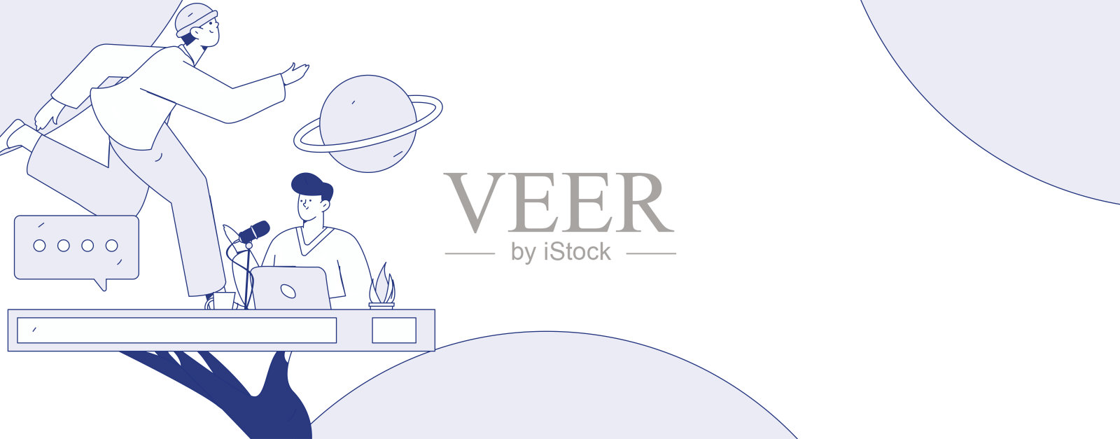 平面矢量插图展示商务人士在工作场景中操作插画图片素材