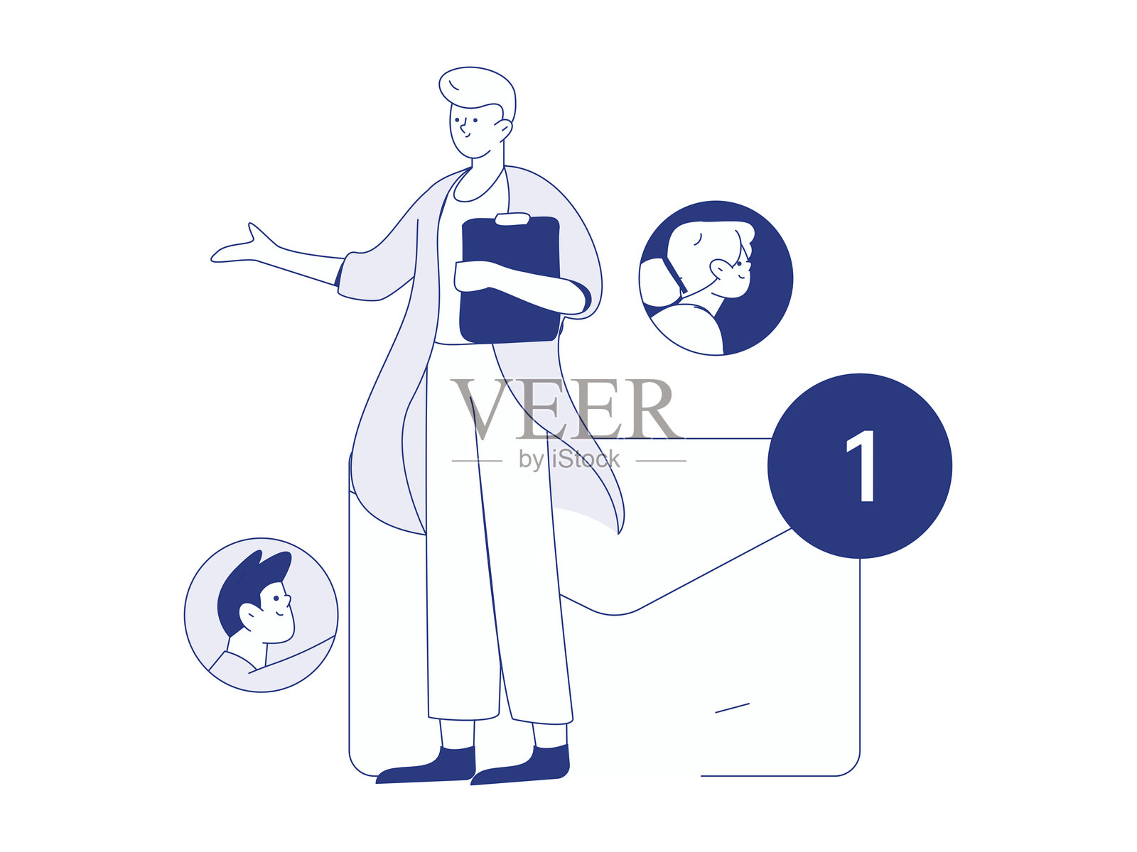 人员进行工作面试的扁平矢量概念手绘插图插画图片素材