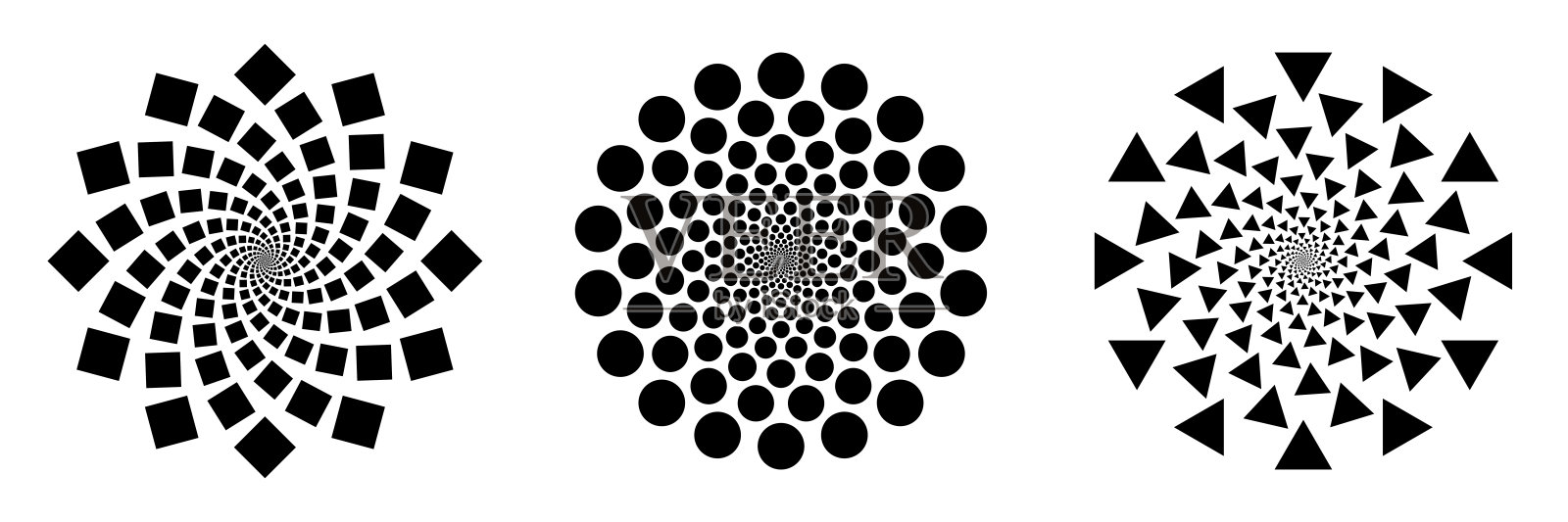 现代抽象形状。圆点框中的半色调点。黑色螺旋形态。插画图片素材