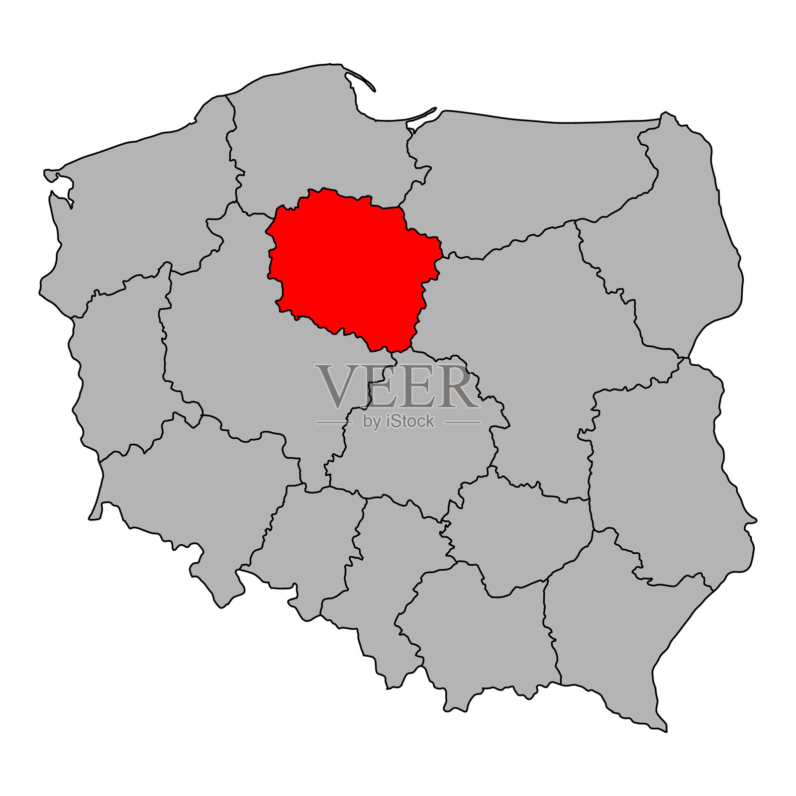 波兰库亚维亚-波美拉尼亚地区地图形状，旅行网页扁平概念图标插图插画图片素材