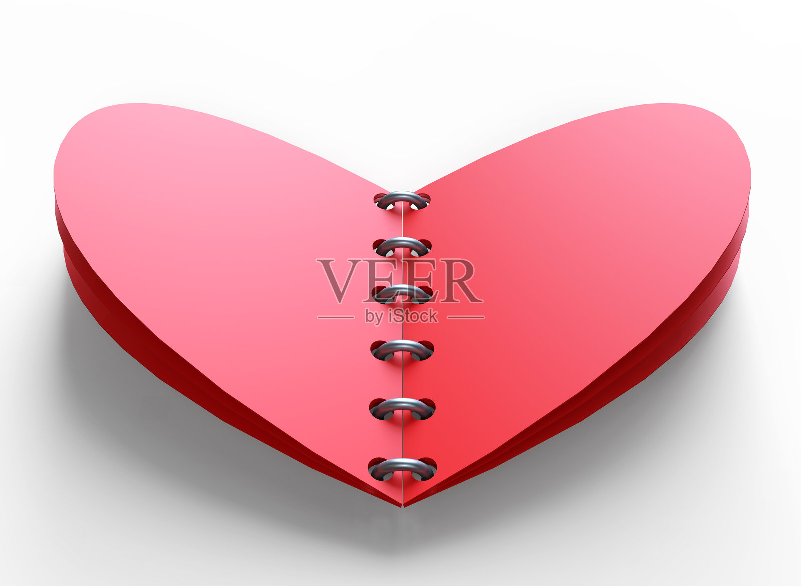 红色纸心孤立在白色背景上。情人节。带阴影的红心。爱。照片摄影图片