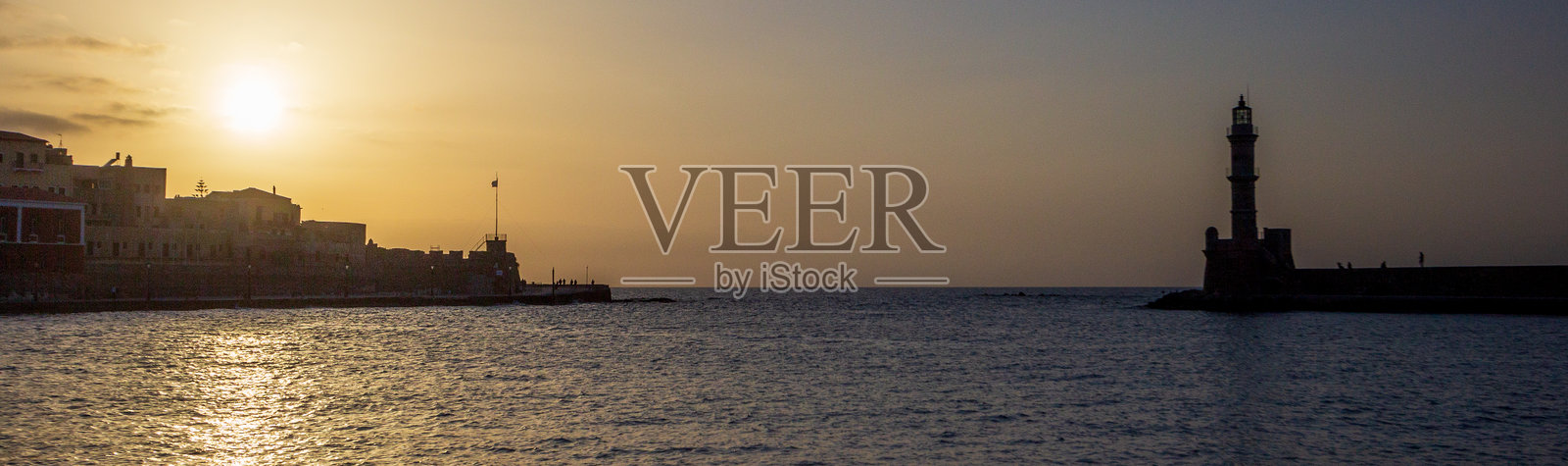 克里特岛希腊哈尼亚镇的埃及灯塔照片摄影图片