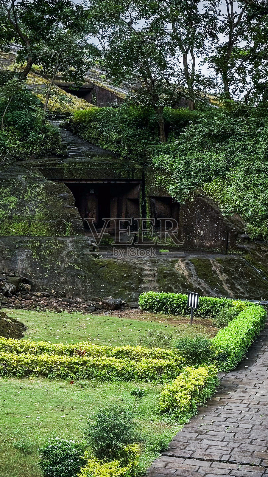 印度圣贾伊·甘地国家公园森林中的卡内里洞穴照片摄影图片