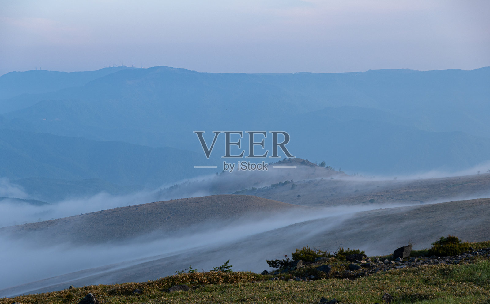 雾气笼罩下的美丽夏季高原——霧ヶ峰照片摄影图片